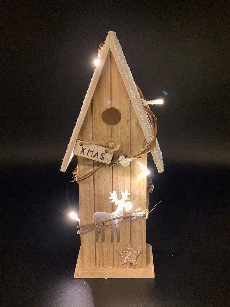 Holz Haus Nachtlicht, Fensterdeko Lichter LED LED integriert, LED Tischdeko Weihnachtsdeko 8 fest Natsen (Warmweiss),