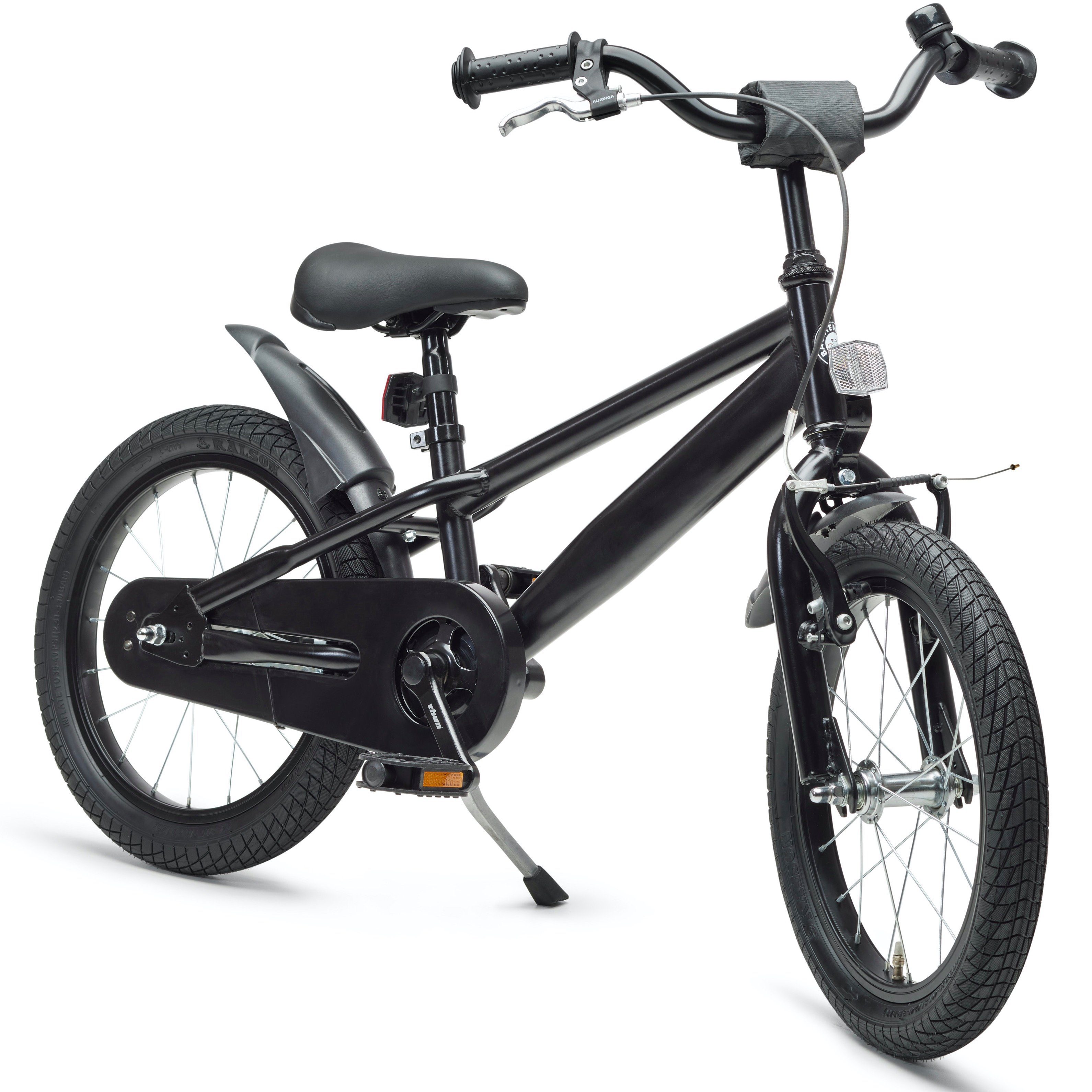 16 Zoll Fahrrad Kinderfahrrad Jungen Kinderrad mit Rücktrittbremse Schwarz matt 