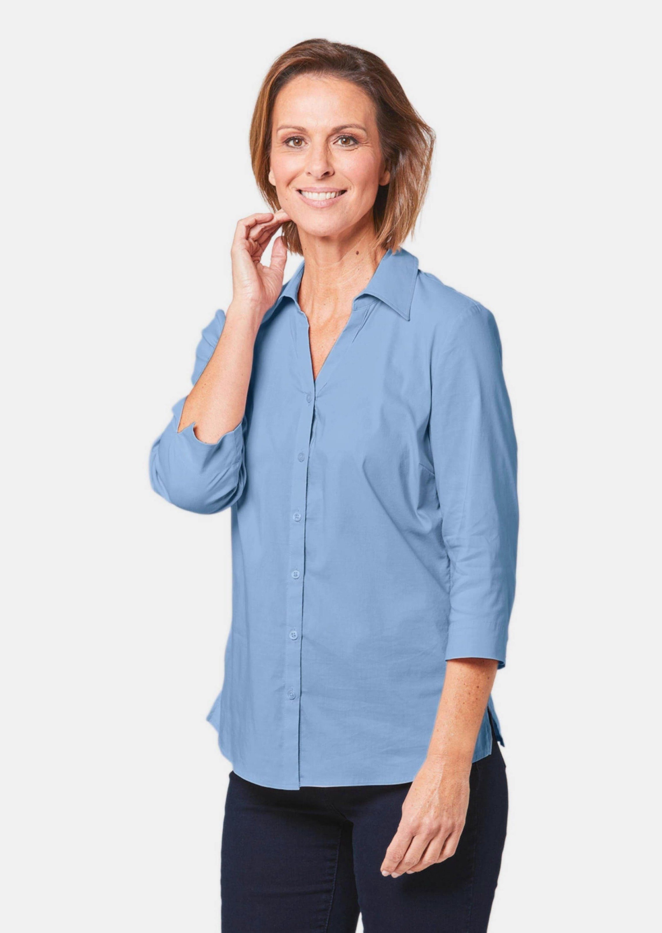Hemdbluse Stretchbequeme Bluse mit Baumwolle