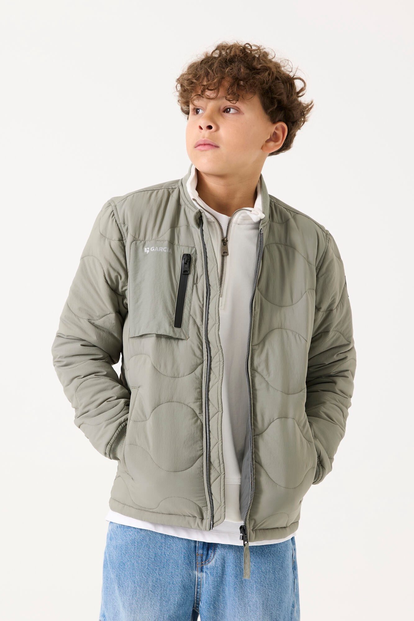 Garcia Outdoorjacke Graue Übergangsjacke ohne Kapuze mit Reißverschluss (GJ530201)