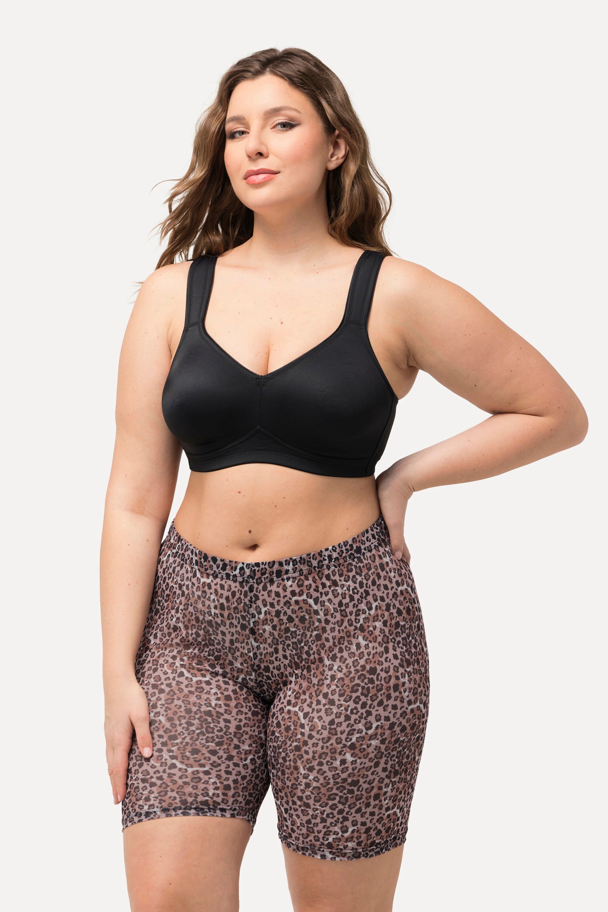 Ulla Popken Feinstrumpfhose Strumpf-Radler Leomuster Mesh transparent