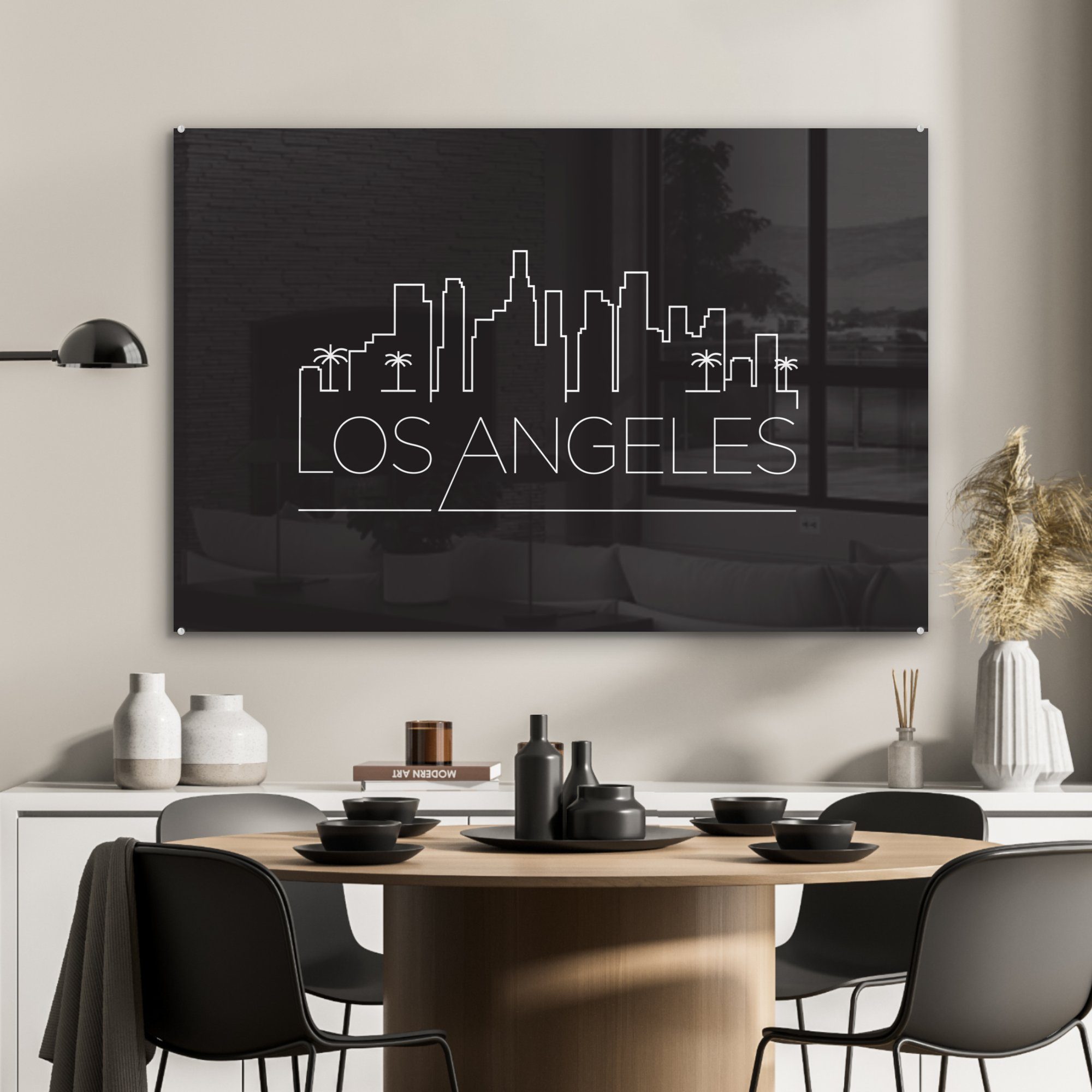 MuchoWow Acrylglasbild Skyline (1 Acrylglasbilder Los Schlafzimmer - Stadt, & Angeles - Wohnzimmer St)