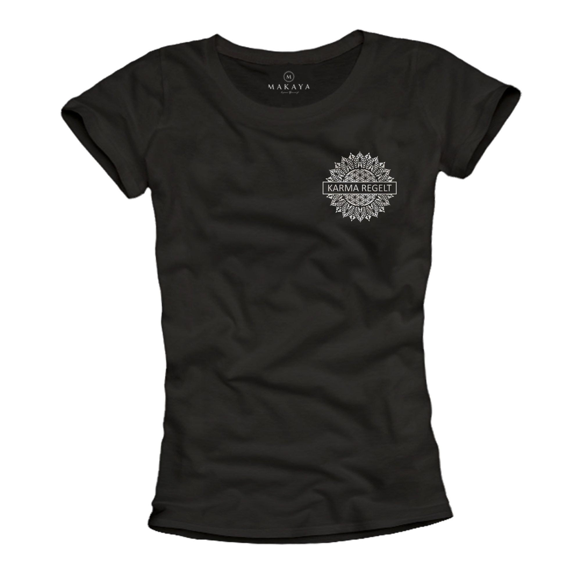 MAKAYA Print-Shirt Damen Mandala Aufdruck Spruch günstig online kaufen