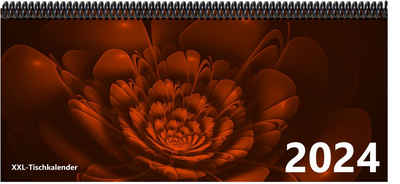 E&Z Verlag Gmbh Schreibtischkalender Bunt - Kalender XXL 2024 mit dem Muster Blume orange