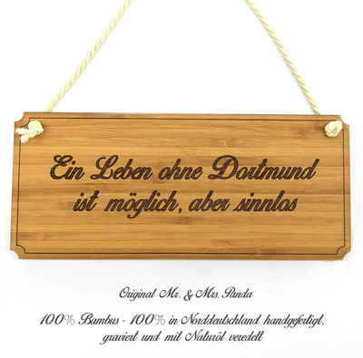 Mr. & Mrs. Panda Hinweisschild Dortmund - Geschenk, Wanddeko, Holzschild, Schild, Dekoschild, Shabby, (1 St)