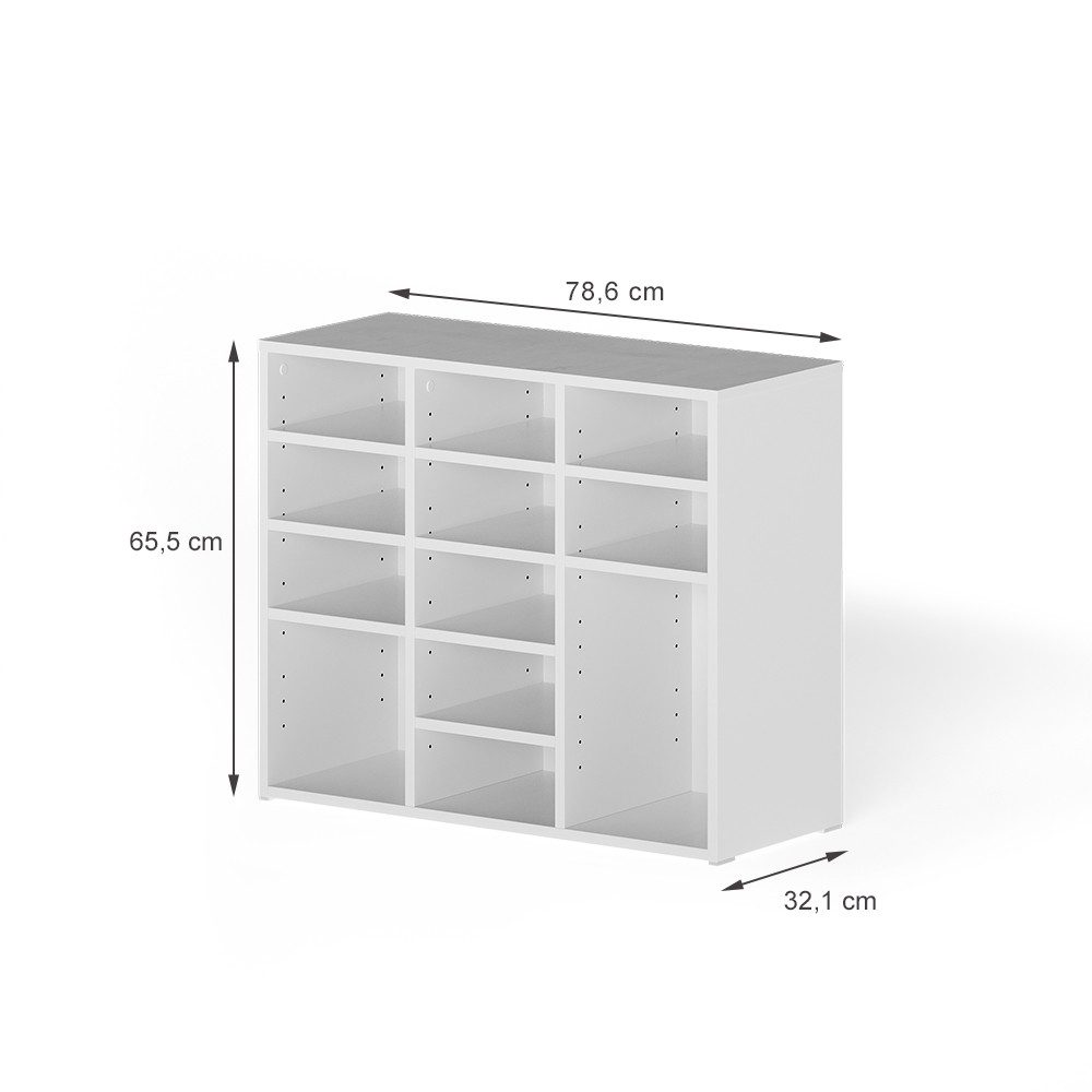 Vicco Schuhregal Lysander, Weiß, 78.6 x 65.5 cm mit 12 offenen Fächern, 1-tlg.