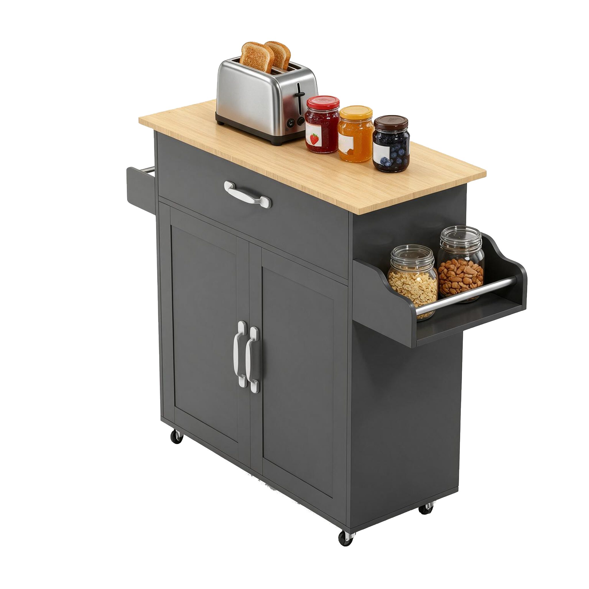 FIVMEN Küchenwagen Kücheninselwagen auf Rollen Küchen Wagen Küchenschrank 115x36x90cm, Für Küche, Wohnzimmer, Esszimmer