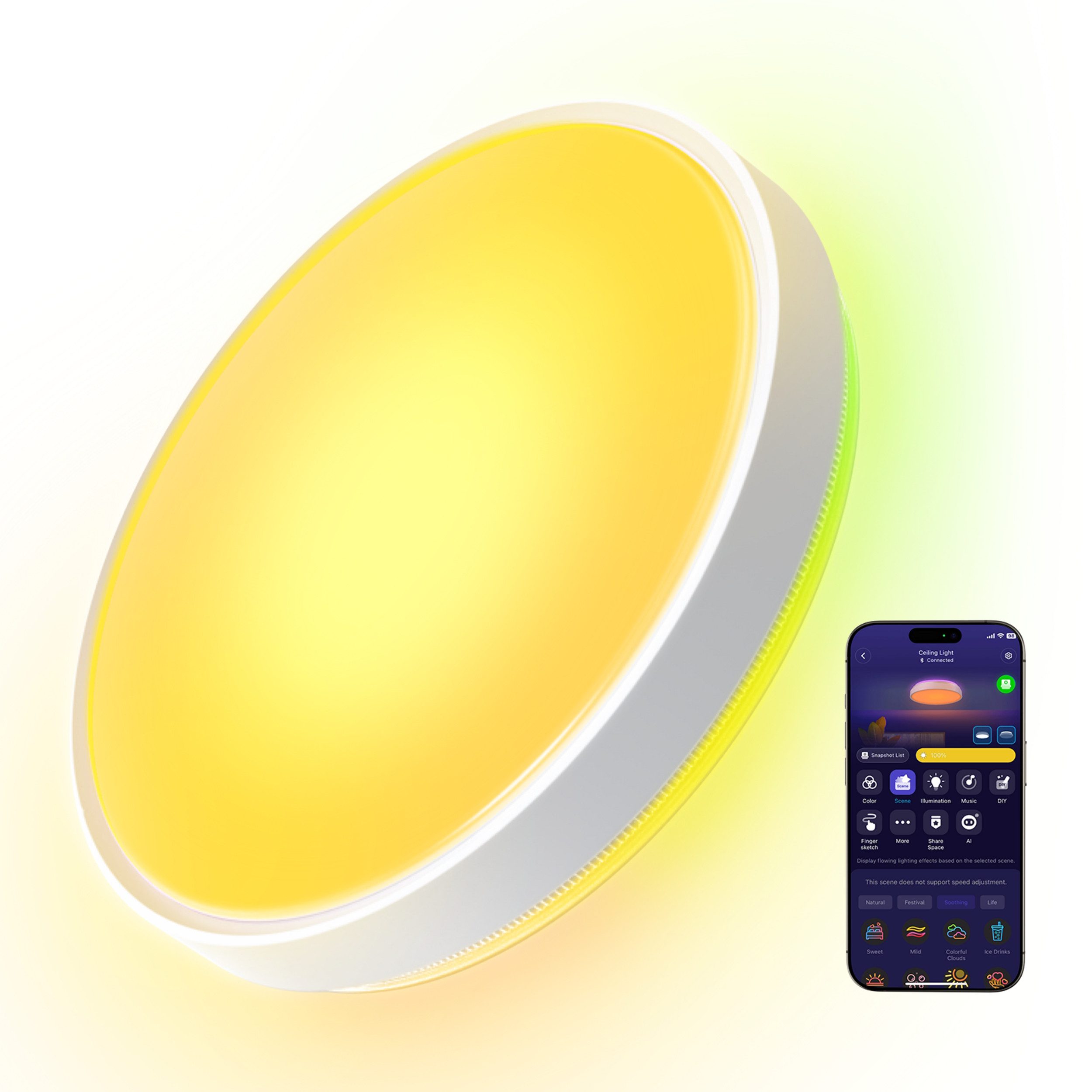 Govee Govee 15-Zoll RGBICWW + RGBICWW runde smarte Deckenleuchte Smarte Lampe – Bild 4 von 5