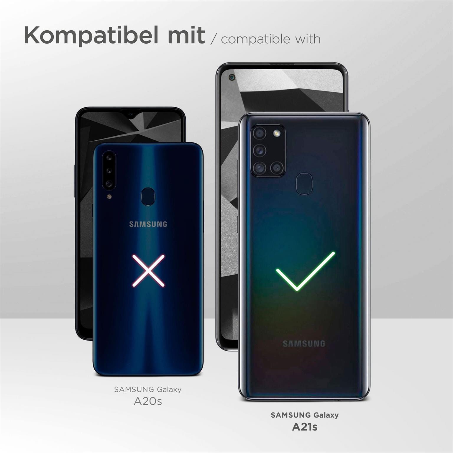 ONEFLOW Handyhülle für Samsung Galaxy A21s Hülle Komplett Schutz Touch Case 6,5 Zoll, 360 Grad Schutzhülle Transparent Rundumschutz Durchsichtig Beidseitig