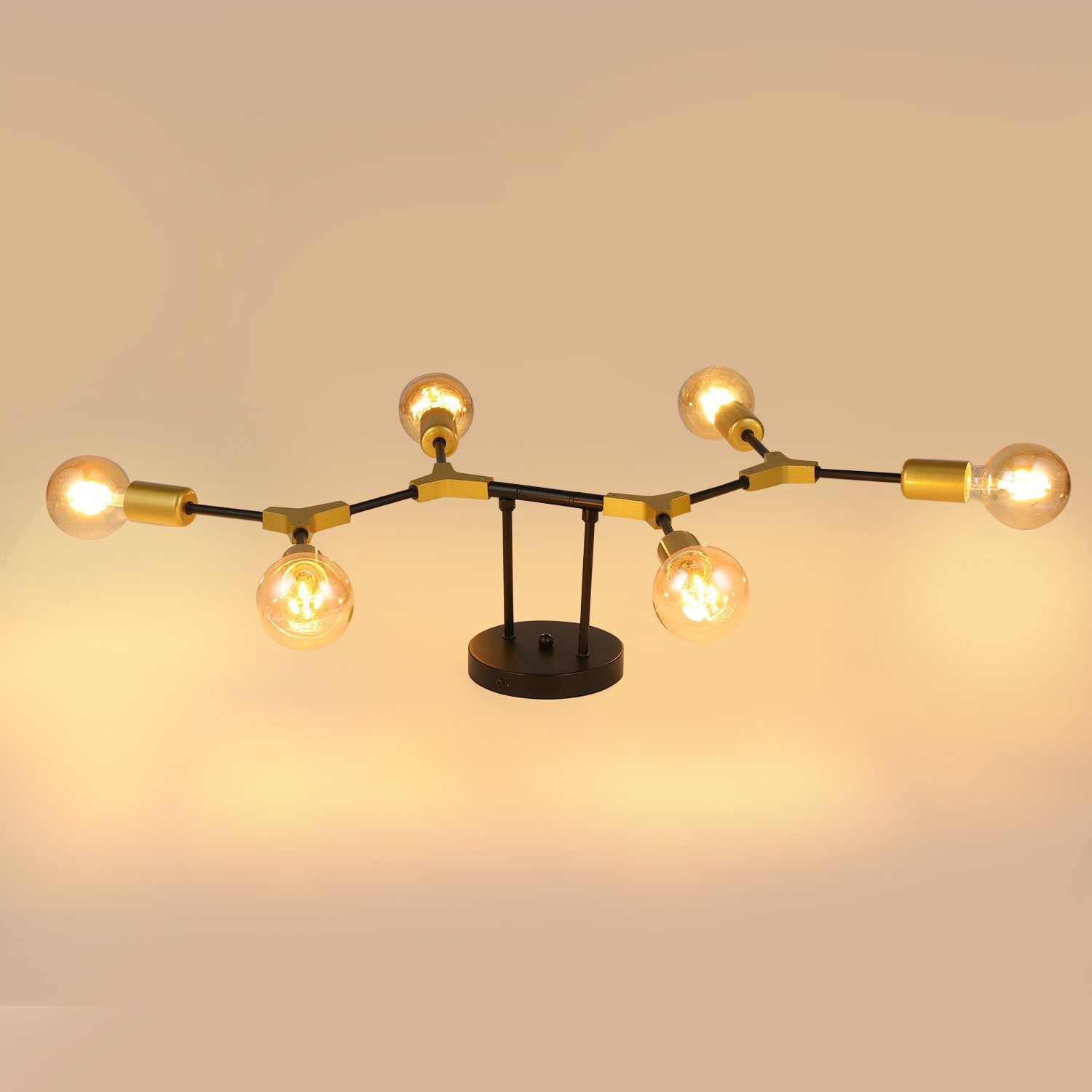 LETGOSPT Deckenlampe 6-flammige Sputnik-Kronleuchter Deckenleuchte Metall Glühbirne ohne Moderne E27