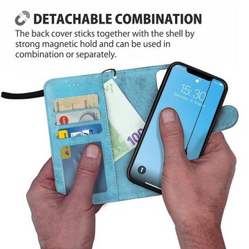 MyGadget Handyhülle Flip Case Handyhülle, für Apple iPhone 12 Pro Max - Magnetische Hülle aus Kunstleder Klapphülle - Kartenfach Schutzhülle in Hellblau