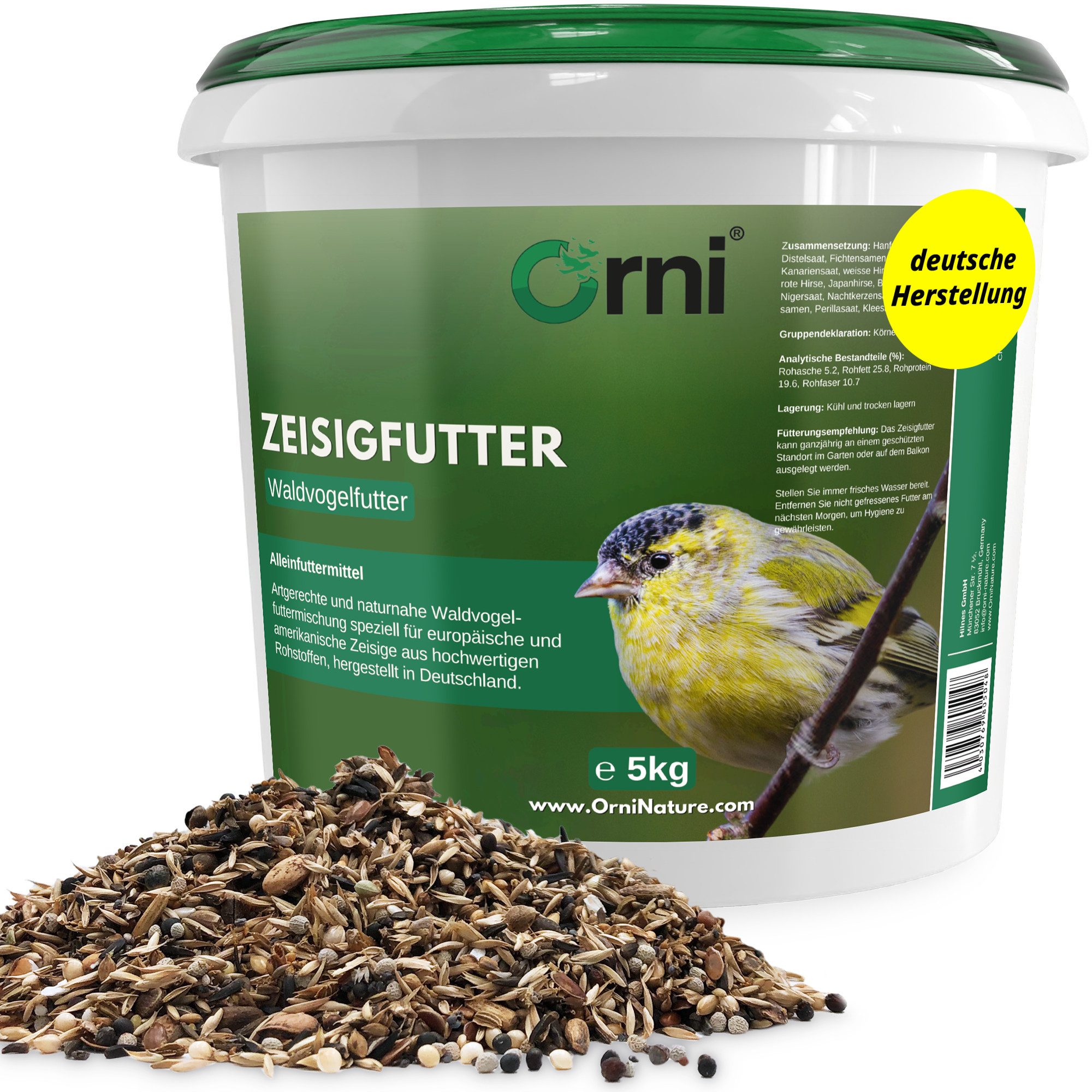Orni Zeisig Vogelfutter - Futtermischung aus natürlichen Samen und Körnern, Hauptfutter für: Wildvogel