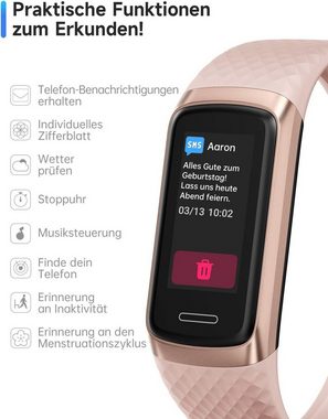 TOOBUR Schlafqualität analysieren Smartwatch (1,05 Zoll, Android, iOS), mit Pulsmesser Schlaftracker Uhr 14Sportmodi Sportuhr Ip68 Wasserdicht