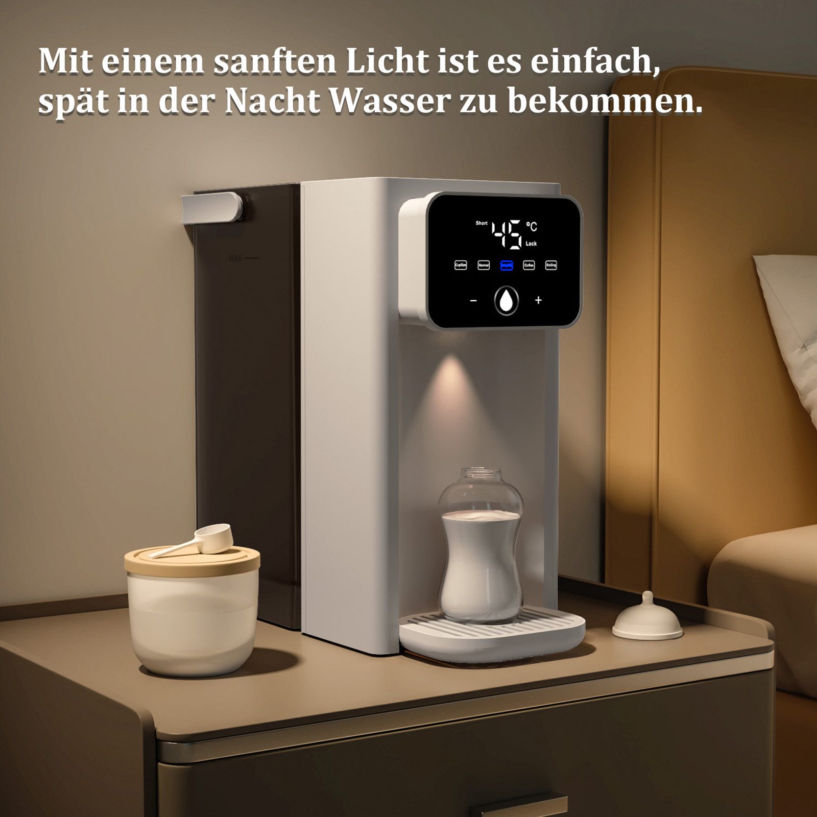 Vornix Wasserkocher Heißwasserspender 3L Wasserkocher mit Temperaturwahl, 2000,00 W, Touch Bedienung, Abnehmbarem Wassertank und Memory Funktion