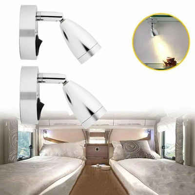 WILGOON Wandleuchte 12V LED Leselampe Wandleuchte Mit Schalter 360° Wohnmobilbeleuchtung, LED fest integriert, Warmweiß, mit Schalter, für Nachttischlampe Motorhome Bootsbeleuchtung