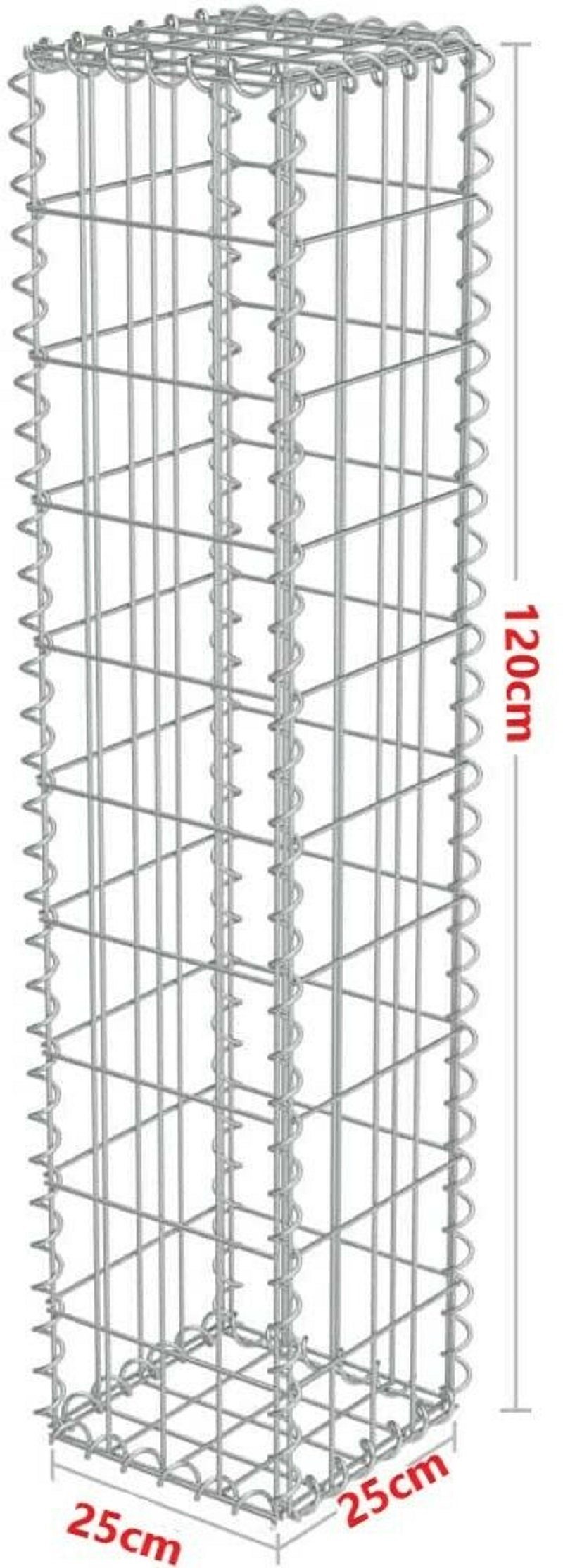 Defactoshop Gabionenzaun Gabionen-Steinsäule Eckig Dekorative Gabionen Säule