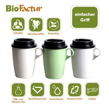 Biofactur Coffee-to-go-Becher Kaffeebecher Becher mit auslaufsicherem Deckel, 350 ml