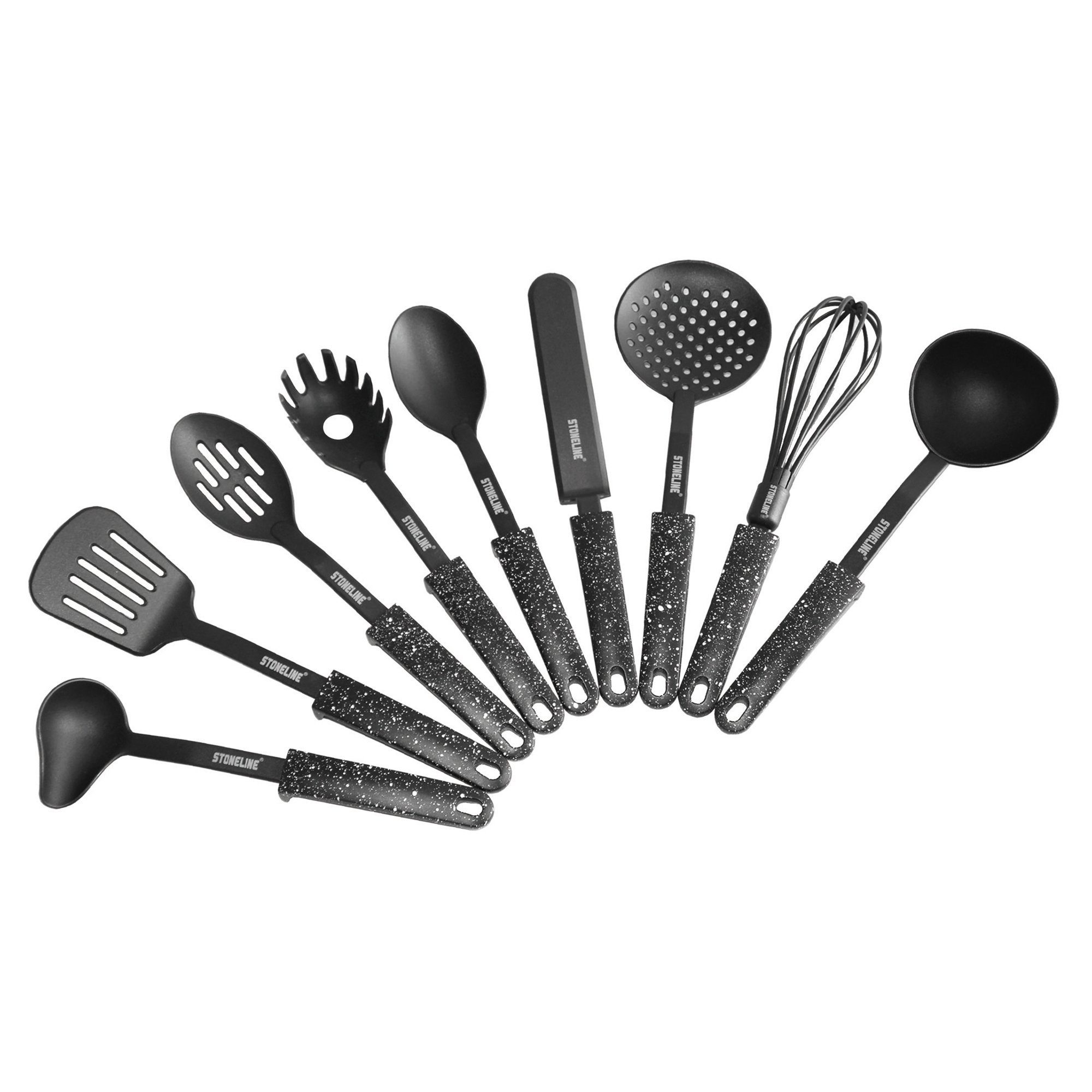 STONELINE Kochbesteck-Set (9-teiliges Set, 9-tlg), ideal für beschichtete Pfannen und Töpfe, Designed in Germany