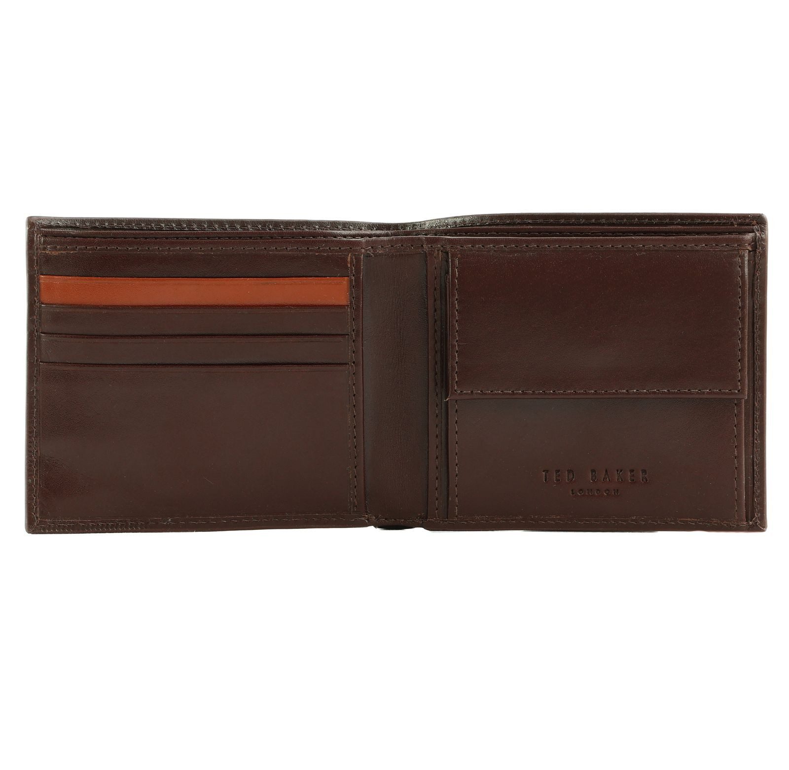 Ted Baker Geldbörse Embossed Corner Leather Bifold Coin Wallet, aus echtem Leder mit RFID-Blocker Schutz