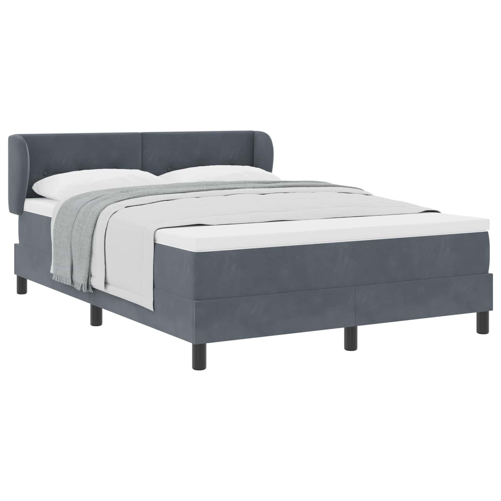 Bett Boxspringbett mit Kopfteil Dunkelgrau 140 x 200 cm Samt