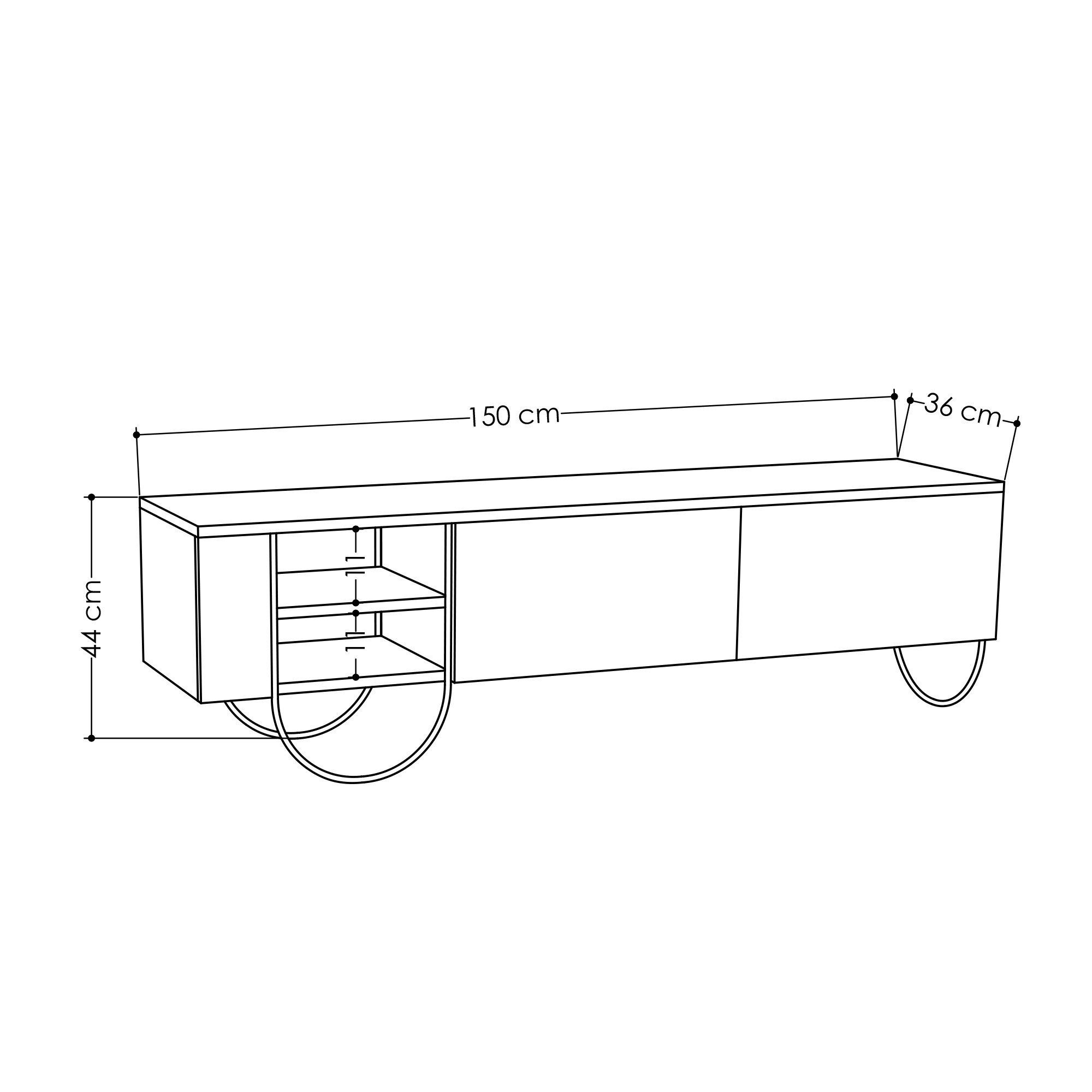 cm, Melaminbeschichtete Skye Decor 100% 44x150x36 TV-Schrank Partikelplatte Schränke,