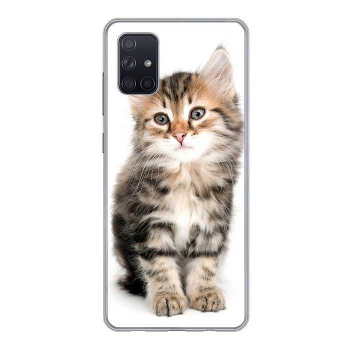 MuchoWow Handyhülle Kätzchen - Weiß - Nase - Mädchen - Kinder - Jungen - Kinder Phone Case Handyhülle Samsung Galaxy A71 Silikon Schutzhülle