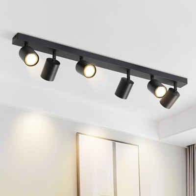 ZMH LED Deckenstrahler Schwarz deckenspot : GU10 Deckenlampe Spots 330°Schwenkbar, LED fest integriert, Modern Flurlampe Industrial Wandstrahler für Schlafzimmer, 6 Flammig