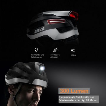 Lixada Fahrradhelm Radhelm Cityhelm,intelligenter Fahrradhelm,Smart-Fahrradhelm,56–61 cm (mit linken und rechten Blinkern sowie einer Rücklichtanzeige), Mit Scheinwerfer und Rücklicht, mit kabellosen Kopfhörern