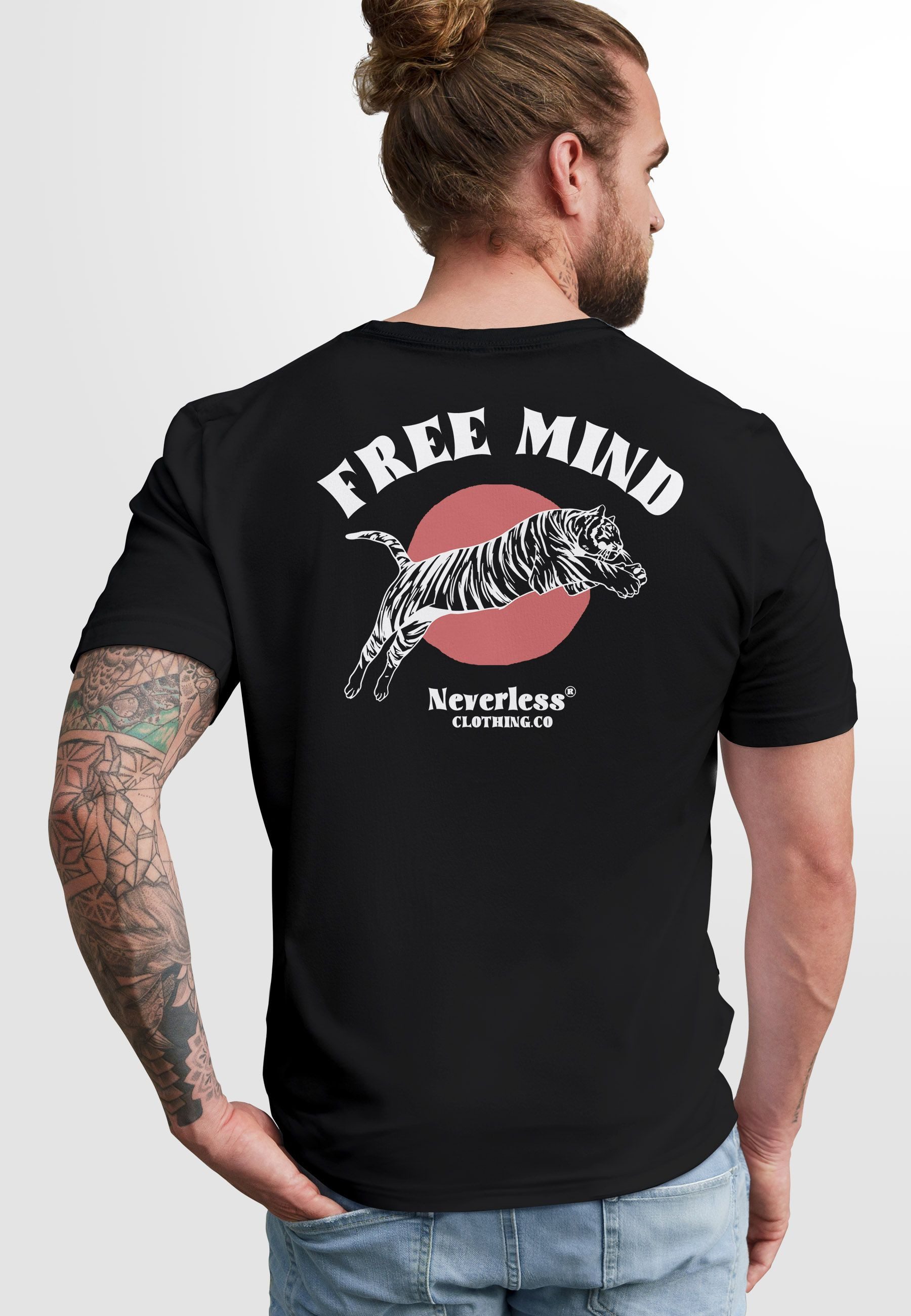 Neverless Print-Shirt Herren T-Shirt Backprint Tiger günstig online kaufen