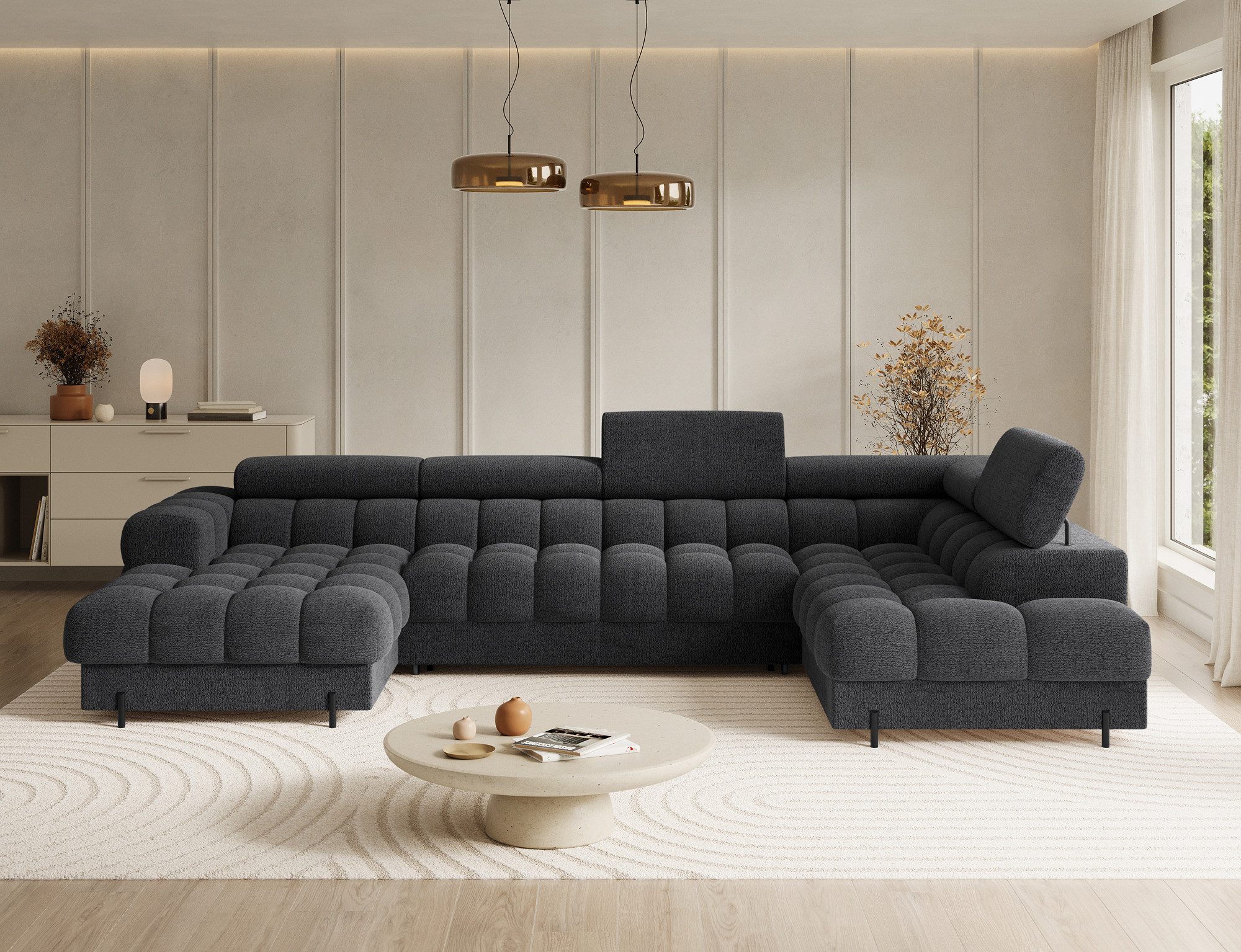 Lukas Möbel Wohnlandschaft Deisgner XXL-Sofa in U-Form Falco mit Schlaffunk günstig online kaufen