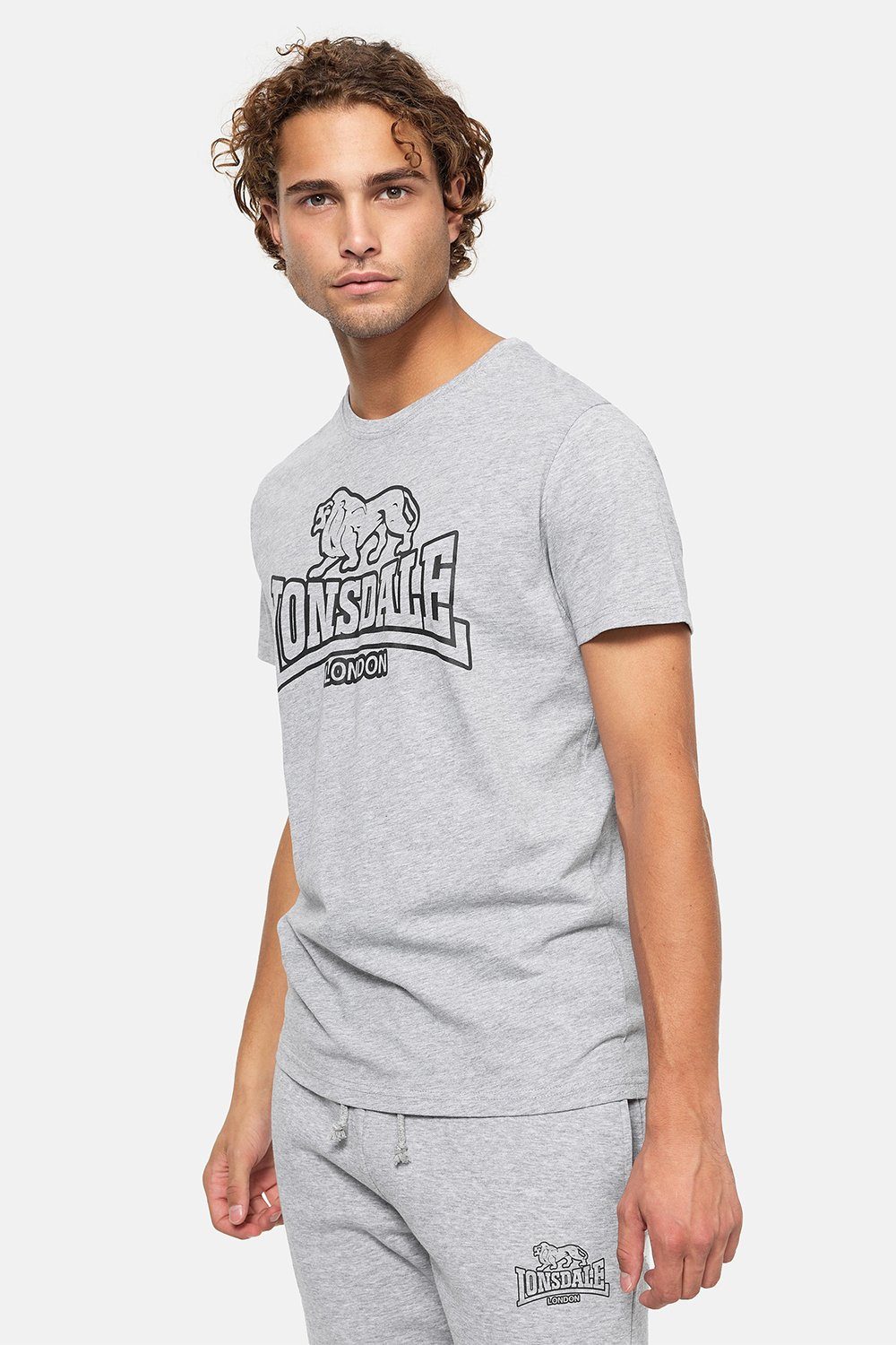 Lonsdale T-Shirt ALLANFEARN Marl Grey/Black