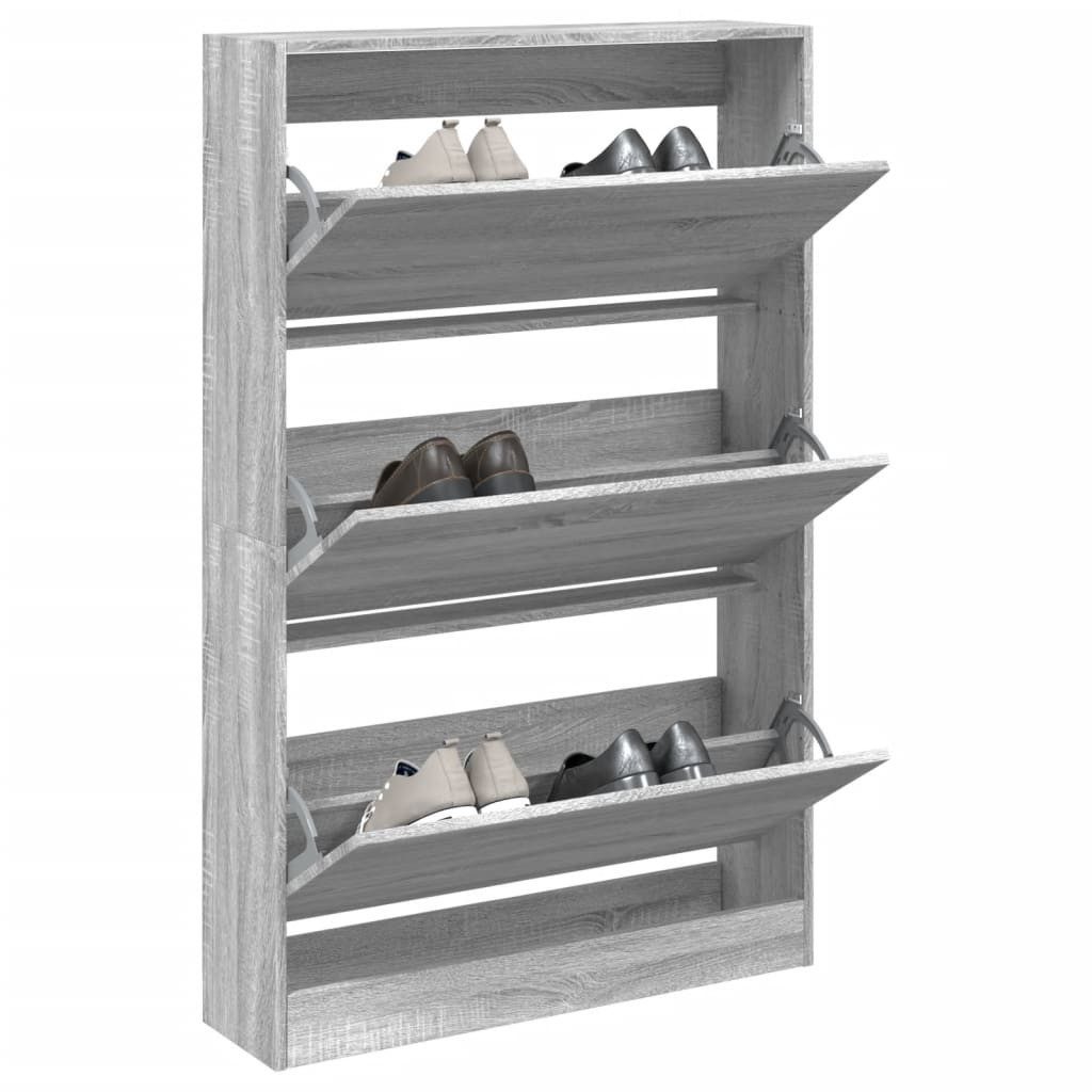 vidaXL Schuhschrank 80 x 21 x 1255 cm Schuhschrank Grau Sonoma 80x21x125,5 cm Spanplatte