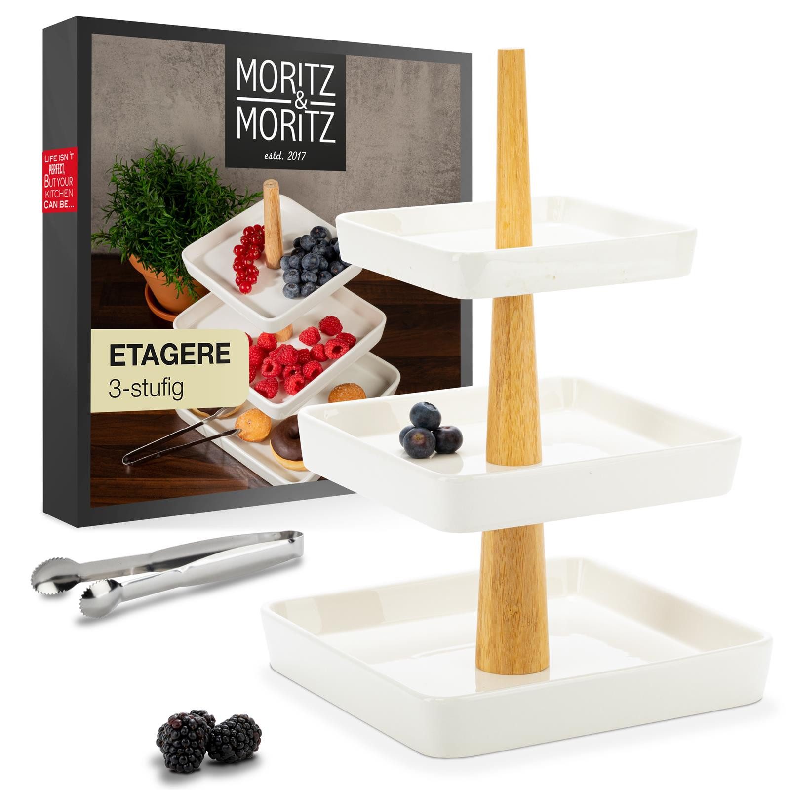Moritz & Moritz Etagere Moritz & Moritz Etagere eckig weiß mit Holz