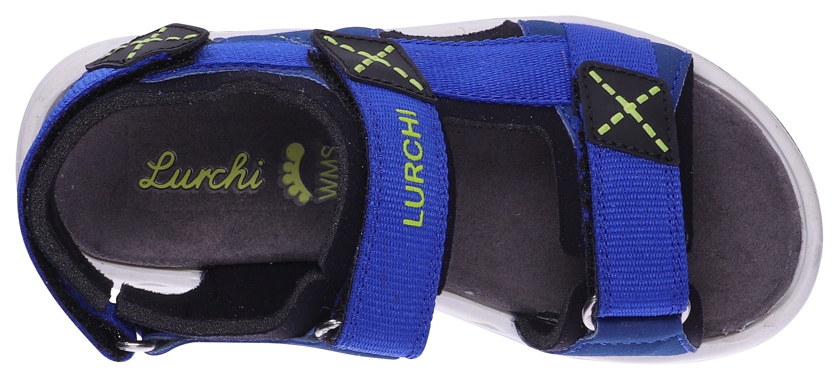 Lurchi ODONO WMS: farbigen mit cobaltblau Mittel Sandale Ziernähten
