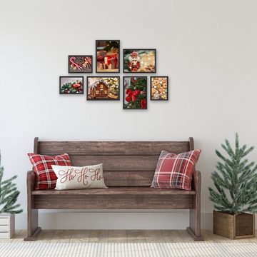 WallSpirit Poster Poster Set "Weihnachten" – 7 Motive beidseitig bedruckt – OHNE Rahmen, (7er Set)