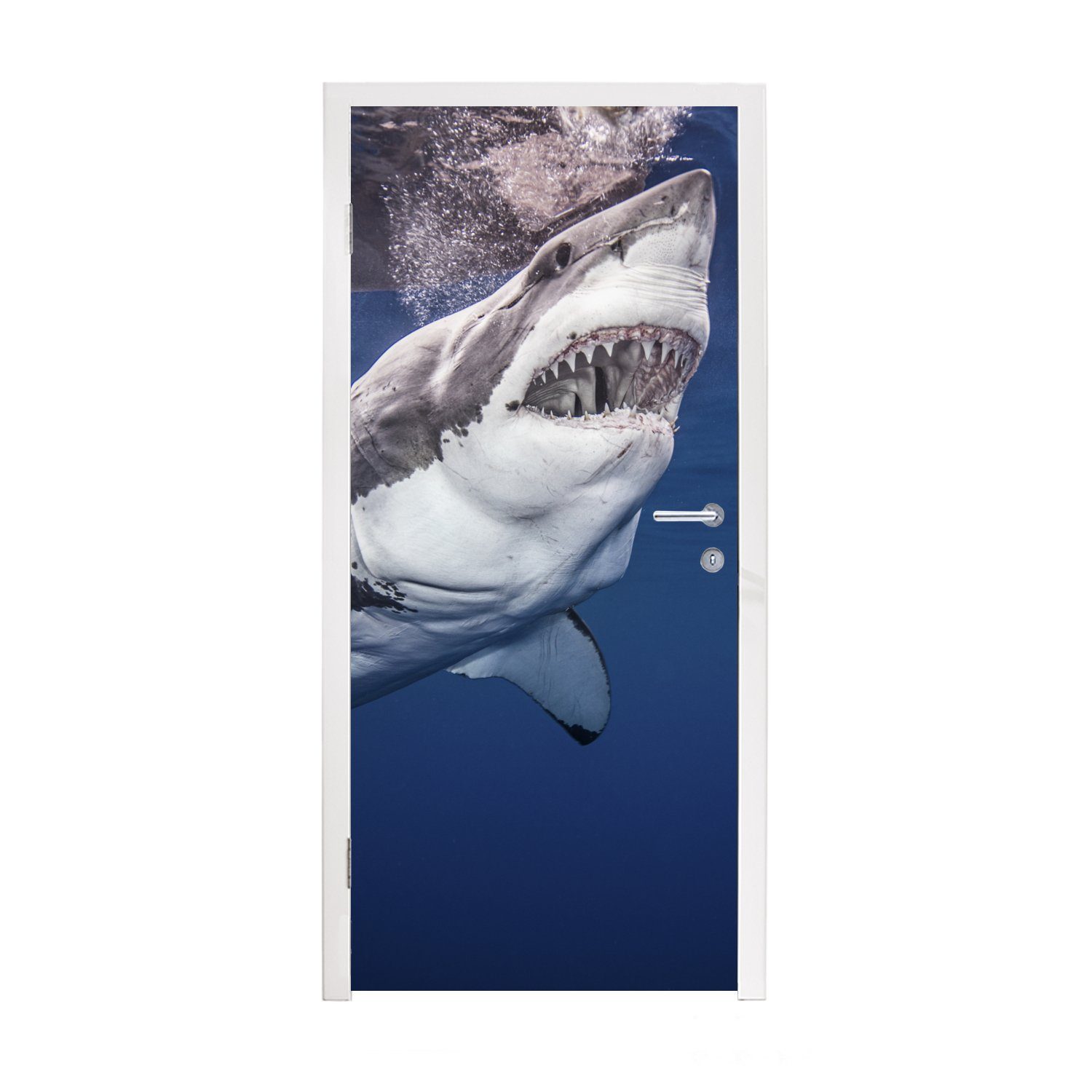 MuchoWow Türtapete Menschlicher Hai, Matt, bedruckt, (1 St), Fototapete für Tür, Türaufkleber, 75x205 cm