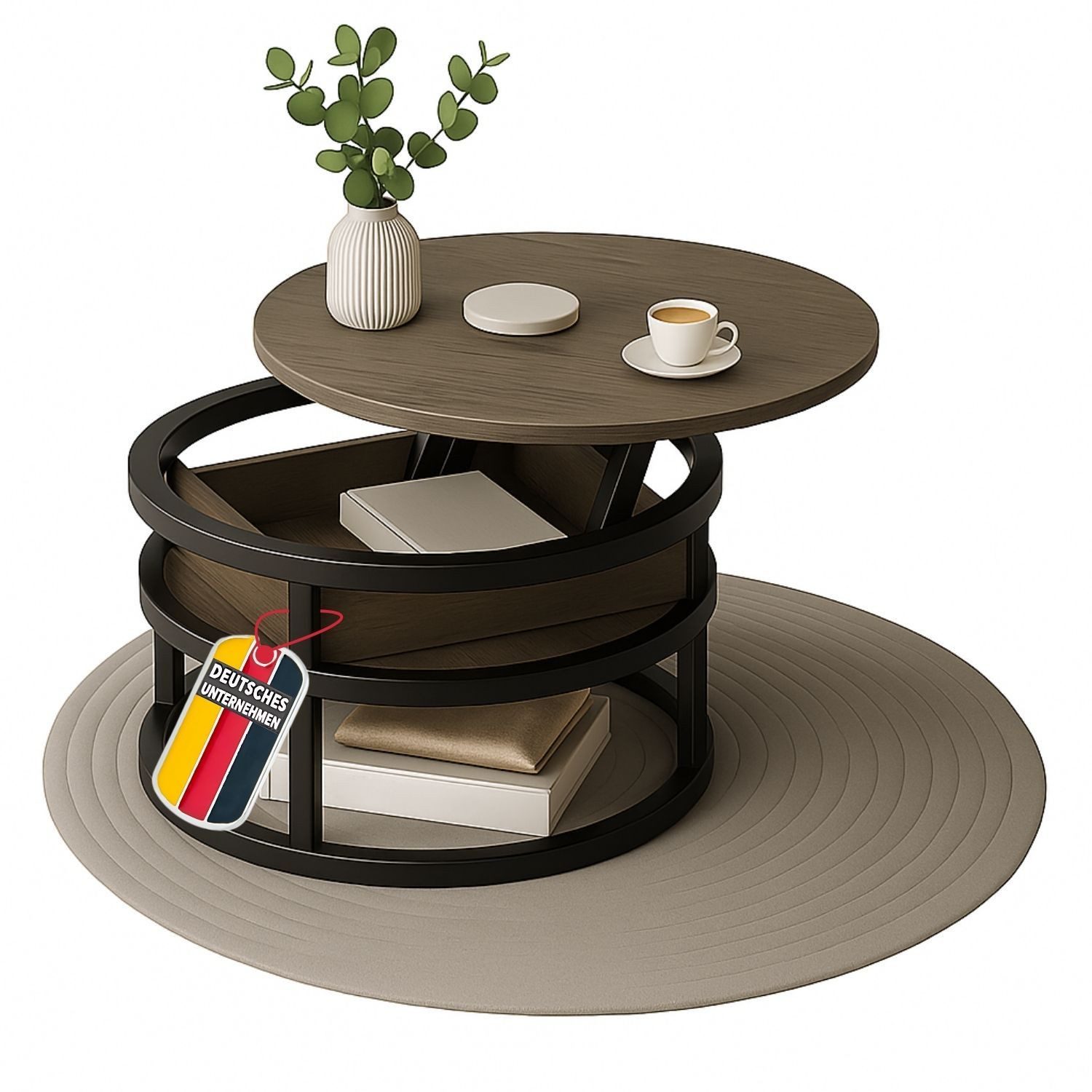 Coemo Wohnzimmertisch SWING, Grau Couchtisch Metallgestell schwingbare Tisc günstig online kaufen