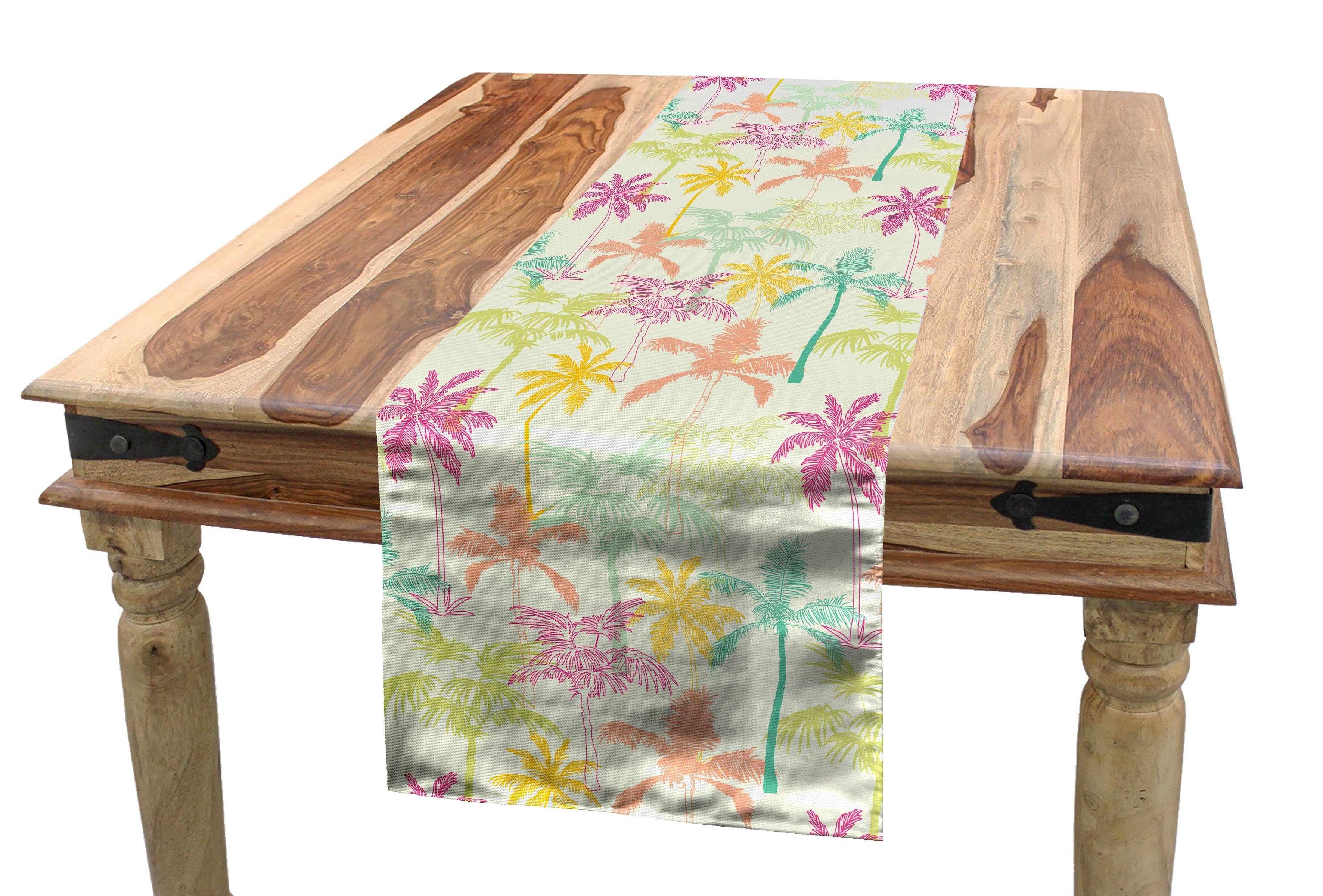 Abakuhaus Tischläufer Esszimmer Silhouetten Tischläufer, Dekorativer Küche in Farbe Palme Rechteckiger