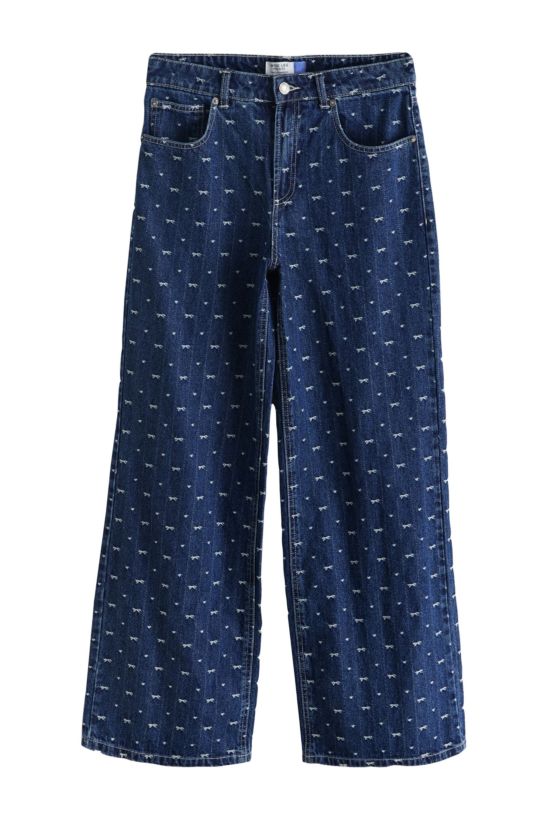 Weite Jeans Jeans mit weitem Bein und Schleifendetail