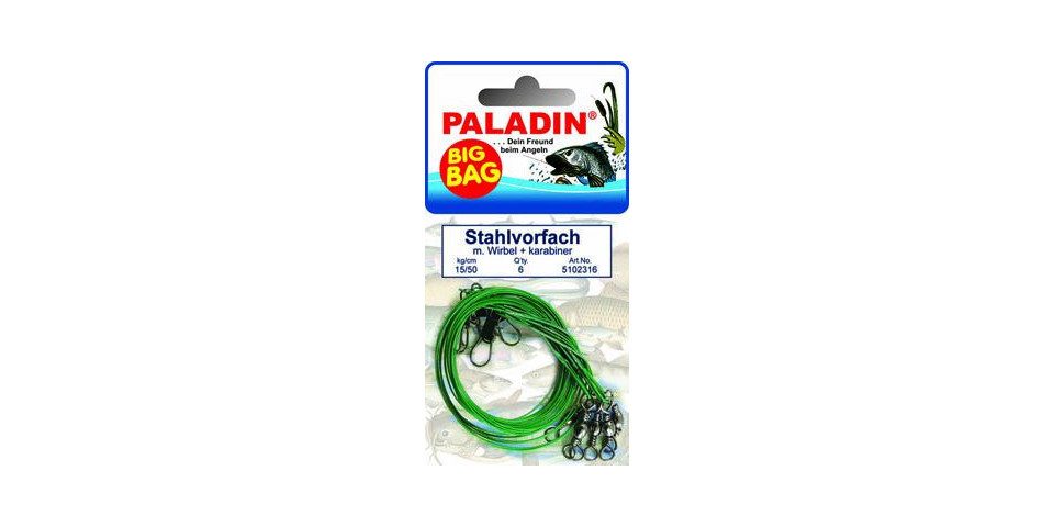 Angelhakenbinder Paladin BigBag Stahlvorfach Wirbel Gr. 6 +