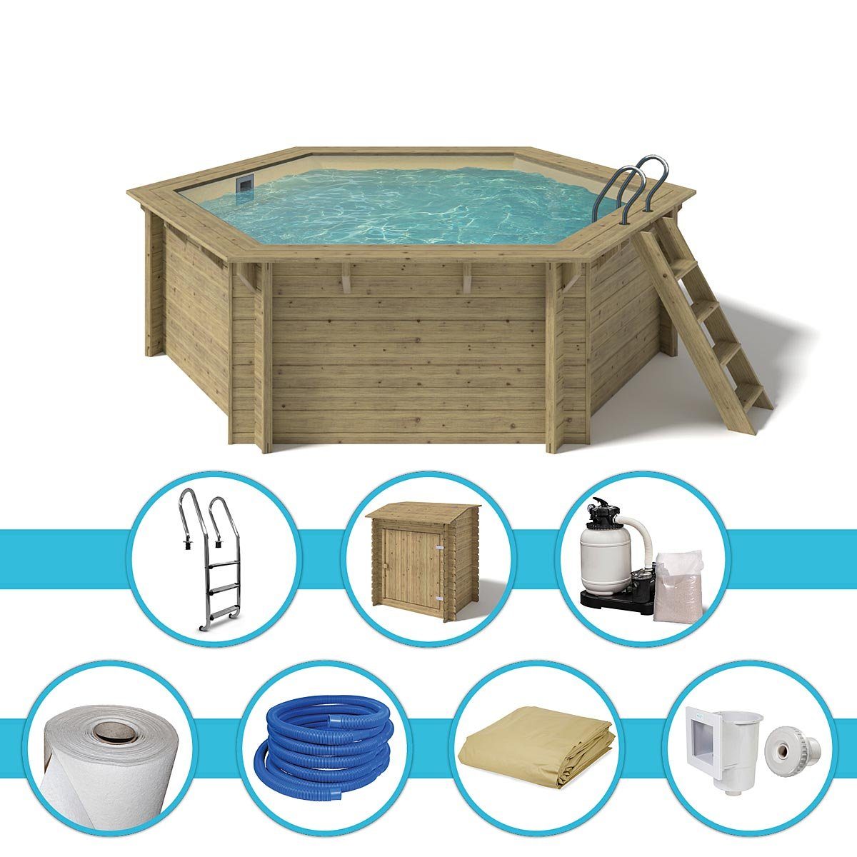 Paradies Pool Pool, Holzpool Lani 421x118cm, Folie sand 0,8mm