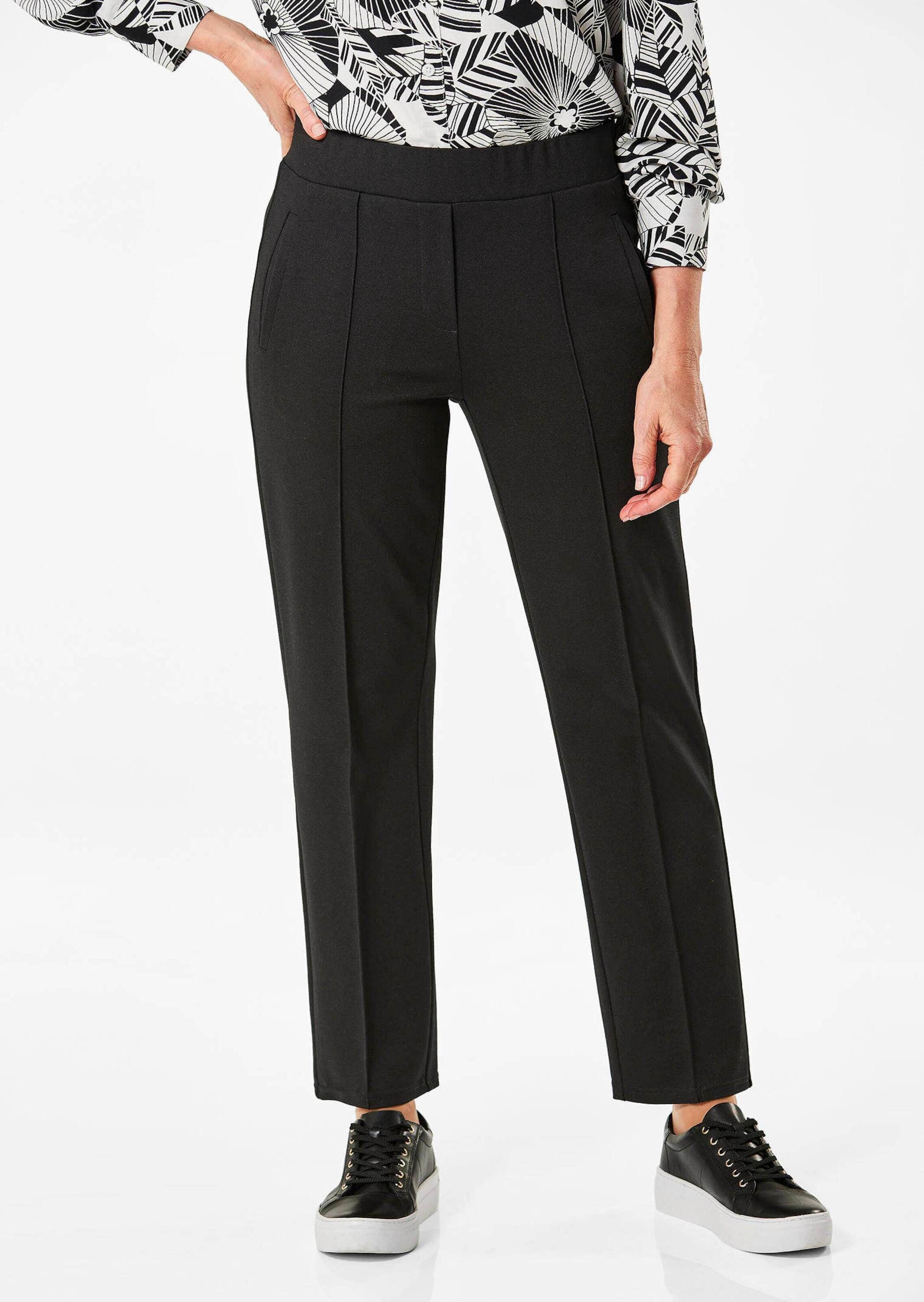 GOLDNER Stoffhose Kurzgröße: Elegante Jerseyhose mit Biese Knöchellange Sto günstig online kaufen