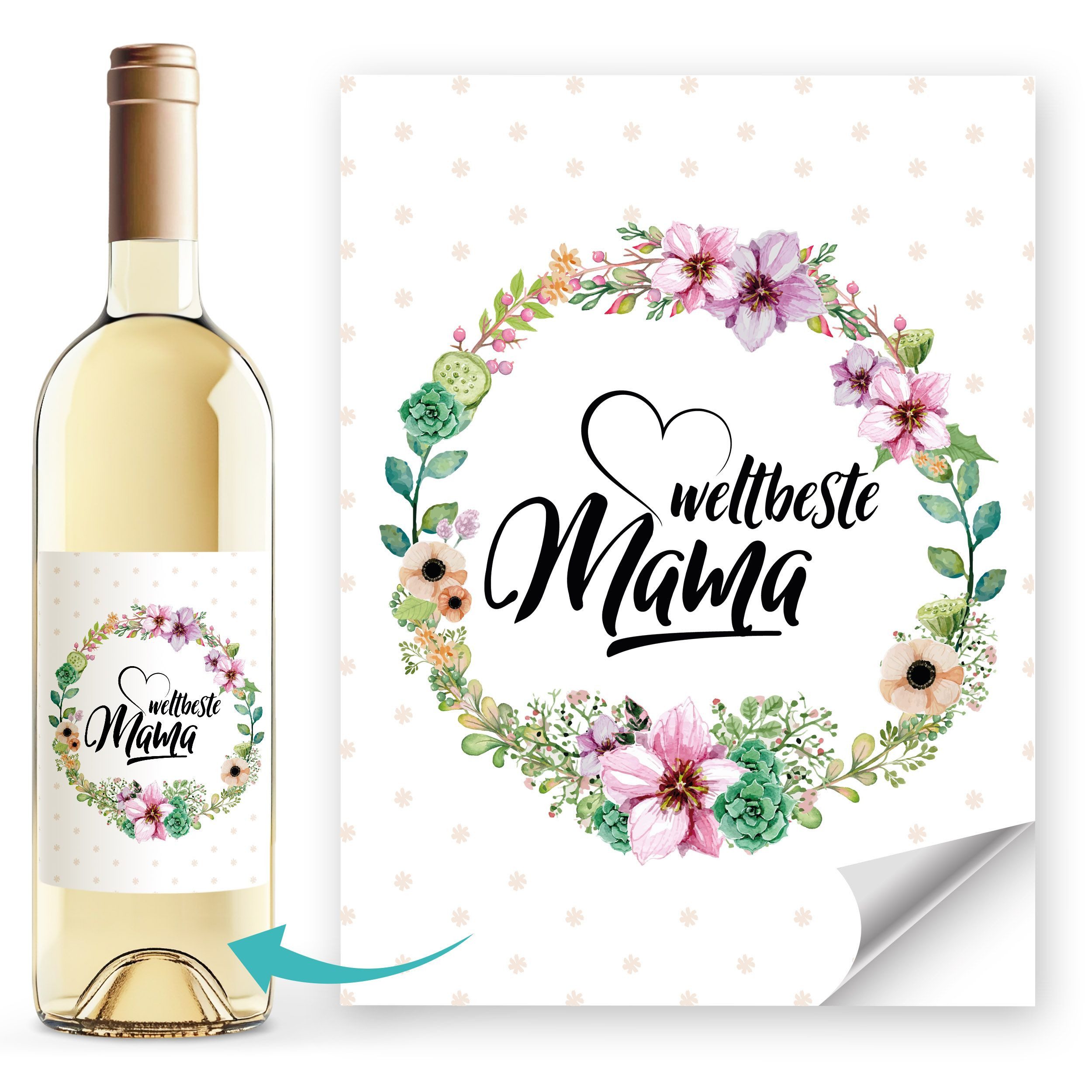 SpecialMe Aufkleber Weinetiketten Geschenkidee Muttertag Weltbeste Mama Flaschenetiketten