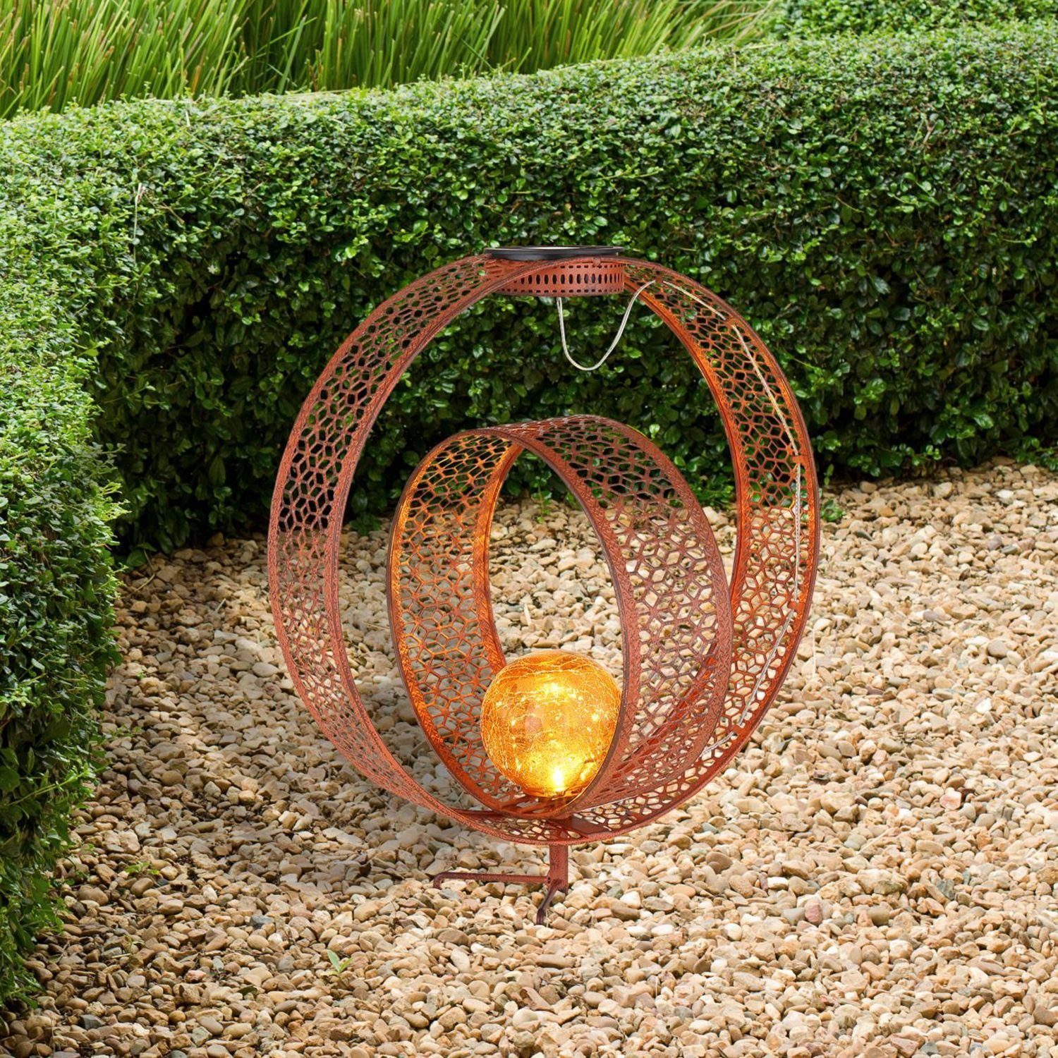 2er Solarlampe Muster Solarleuchte Außenleuchte Ring Garten Set bmf-versand LED Außen Solarleuchte