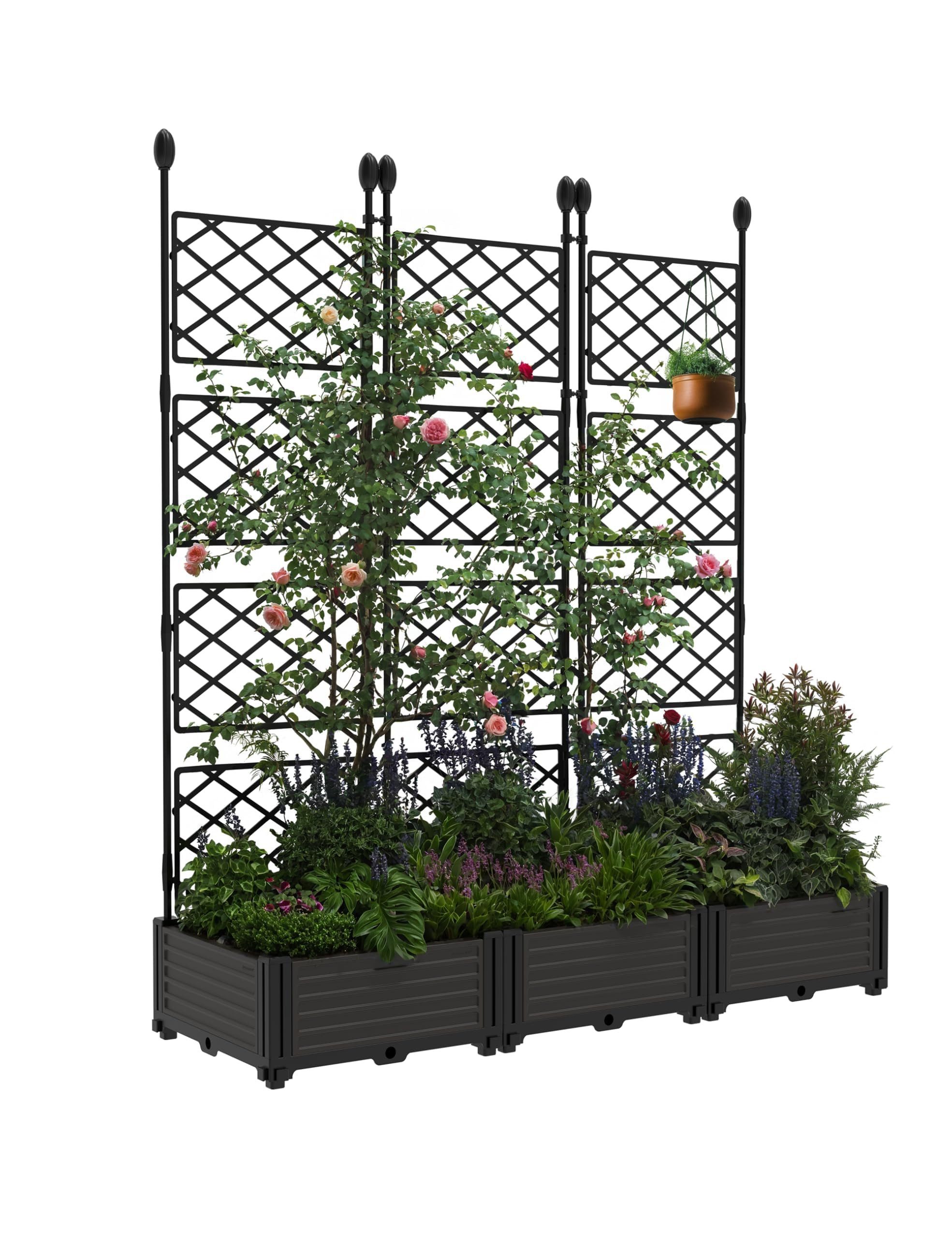 GarveeMore Blumenkasten mit Rankgitter Pflanzenkasten Blumenkasten Rankhilfe