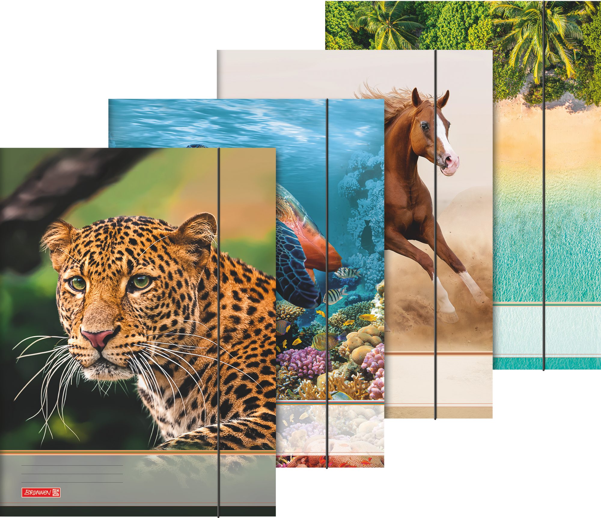 BRUNNEN Schulheft BRUNNEN Sammelmappe A3 Tiere - Karton mit Gummizugverschluss