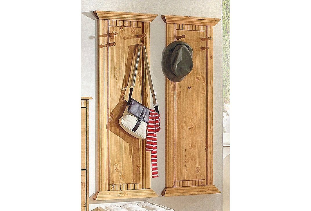OTTO home Garderobenpaneel Rustic, Set aus 2 Paneelen, Landhausstil (2 St., Made in Europe), aus massiver Kiefer, mit dekorativen Fräsungen