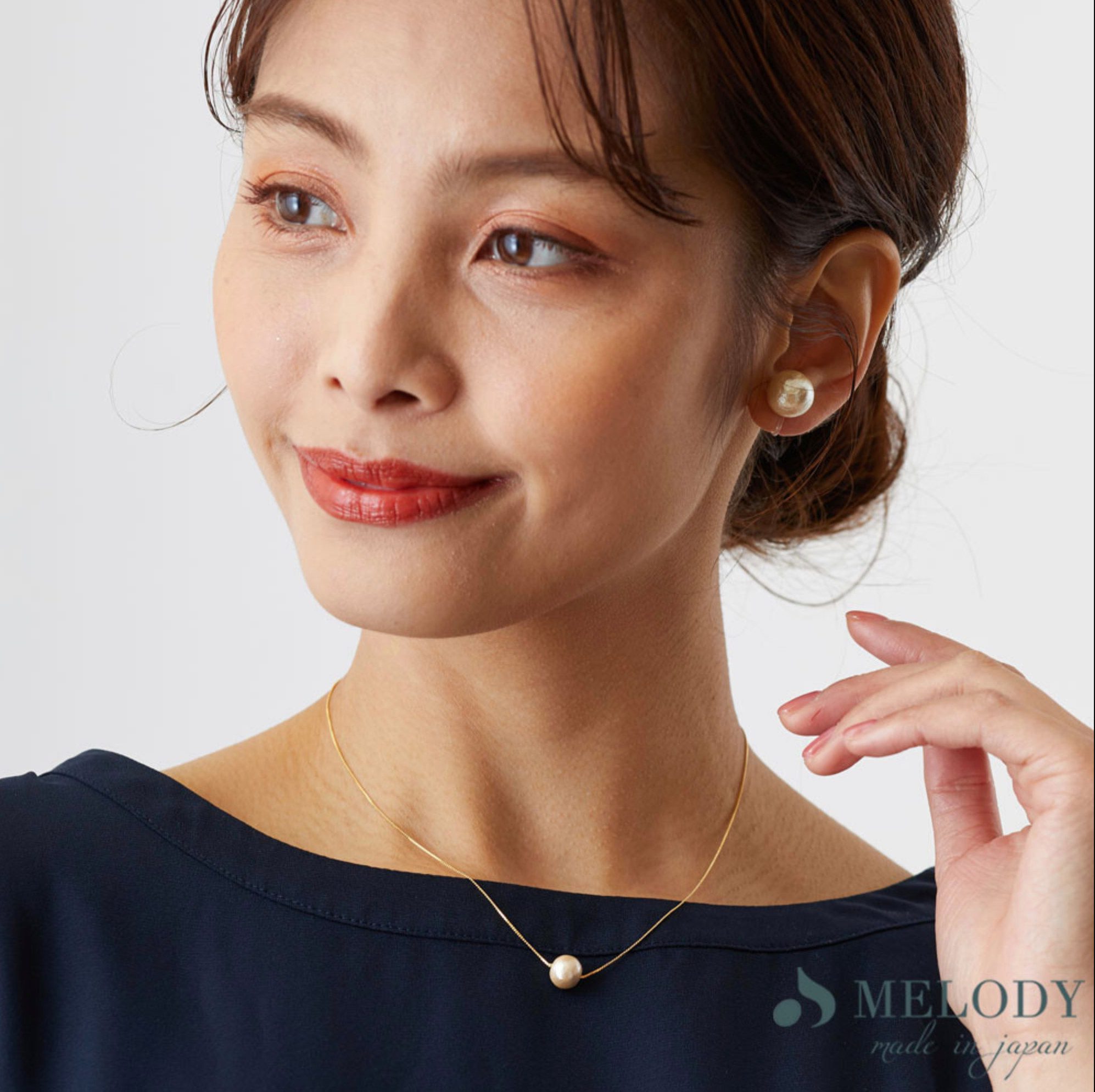 MELODY Accessory Perlenkette Goldkette,1 x Perlenkette, Schmuck, formelle Baumwolle Made in Japan