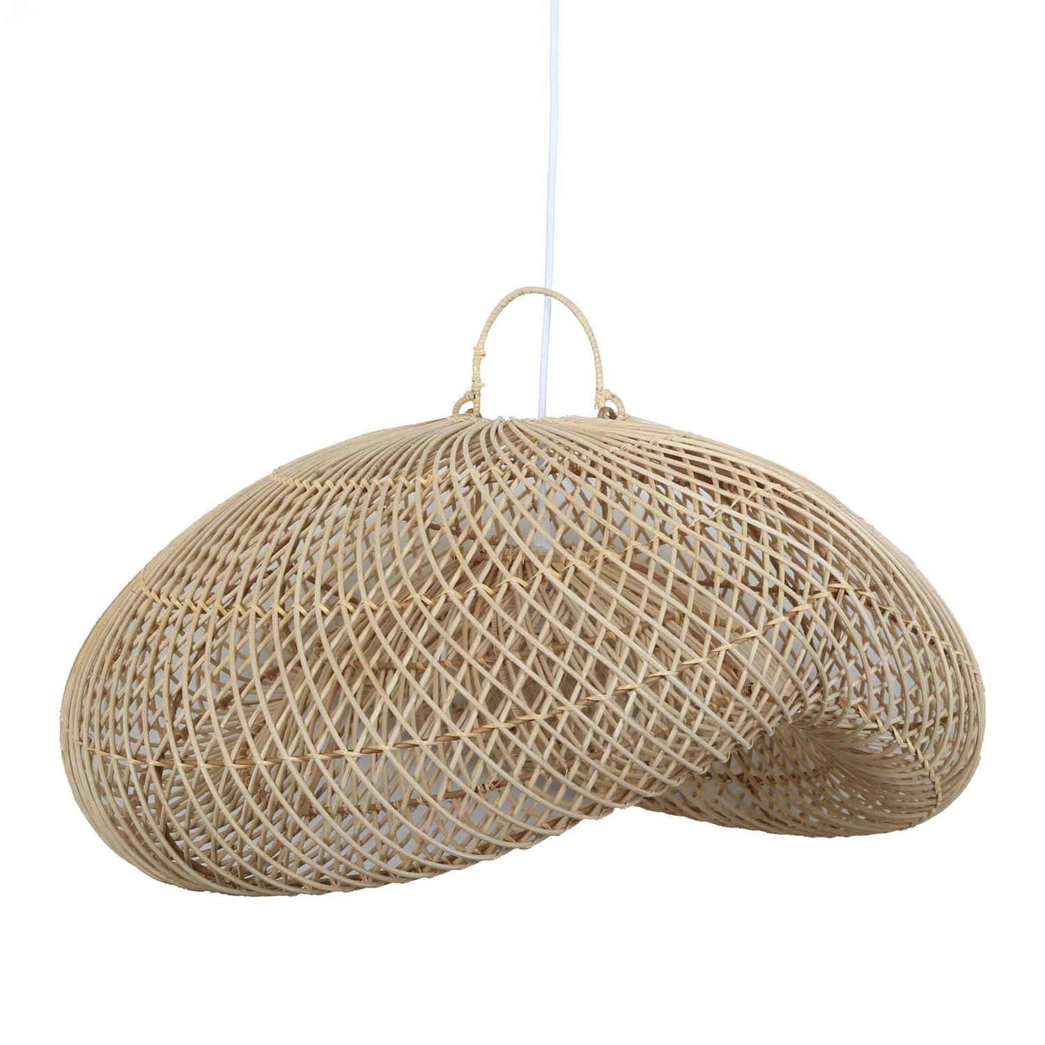 Casa Moro Deckenleuchten Rattan Lampe LUNA in Wellen Form handgemachte Pendelleuchte, ohne Leuchtmittel, moderne Hängelampe in Natur Beige