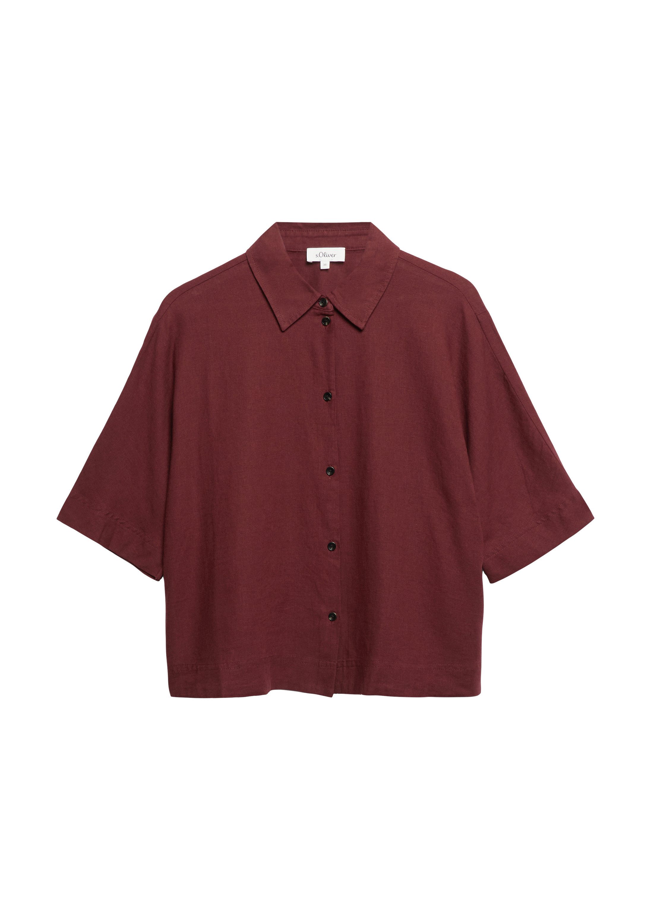 s.Oliver Kurzarmbluse Bluse Kurzarm-Bluse aus Leinenmix
